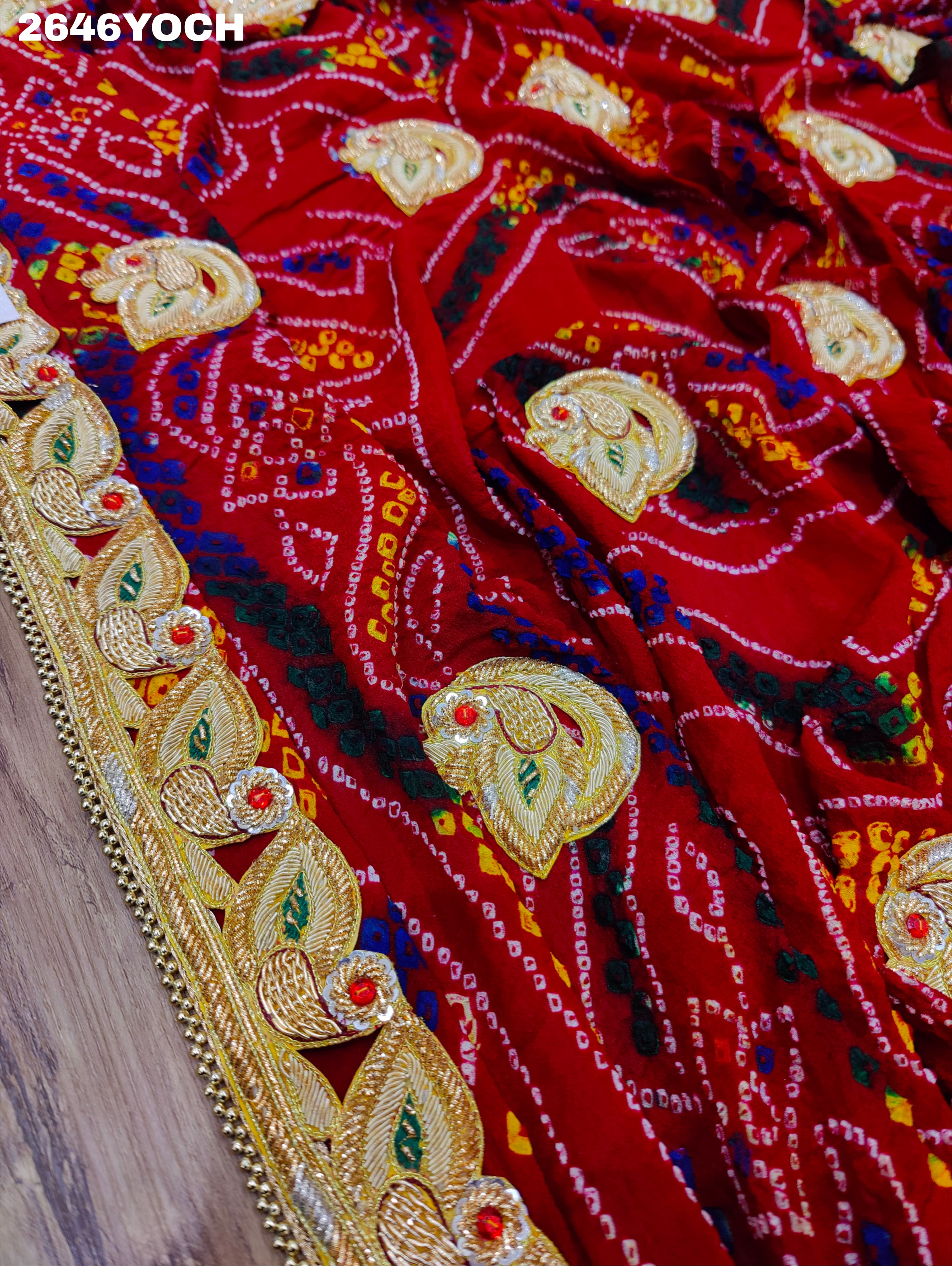 By New Ojariya Bandhani Style With Belbuti Work Odhna