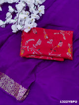 By New Pure Ojariya Chinon Beautiful Zari border Pallu saree