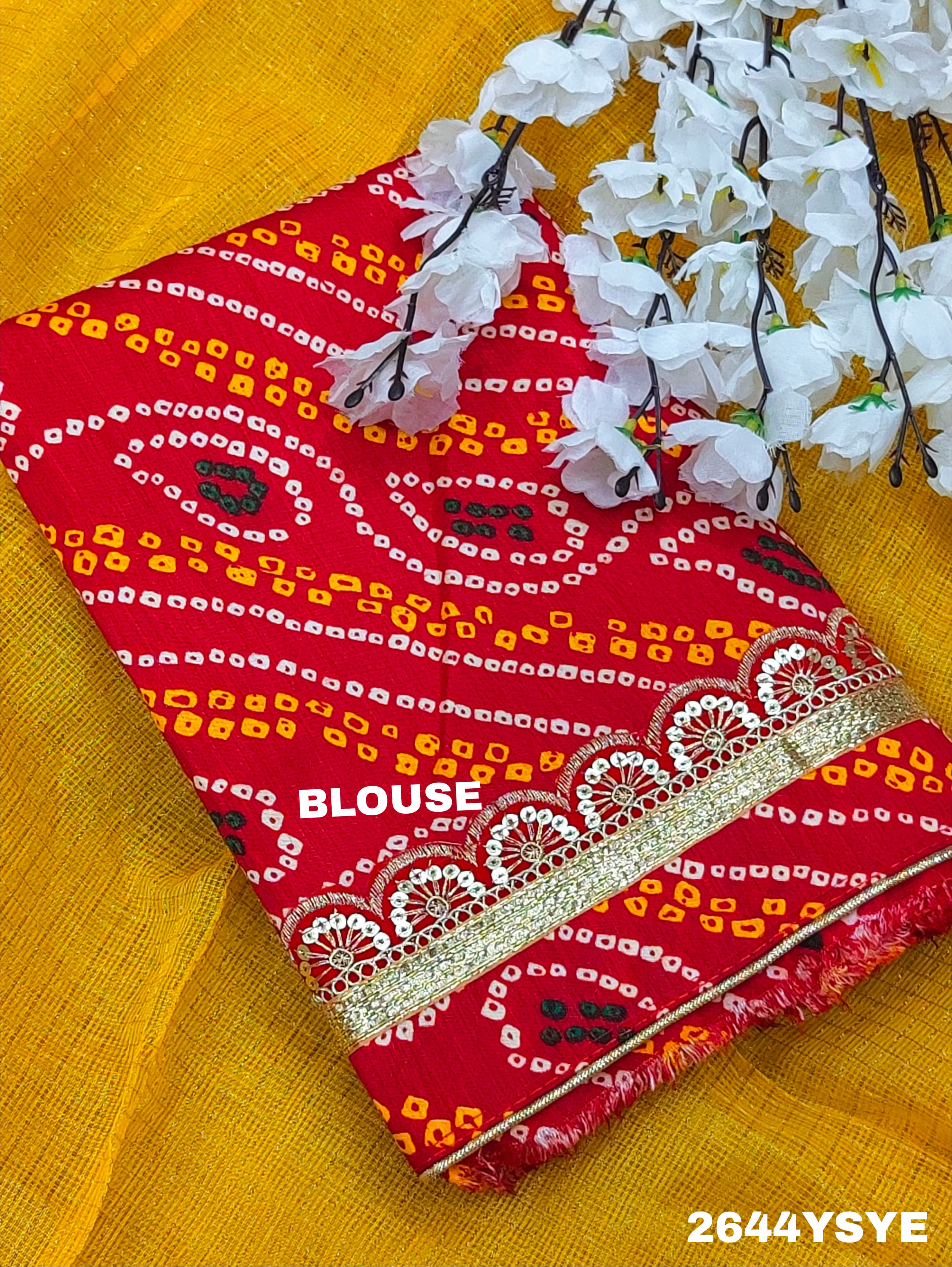 By New One Embroidery Bandhani Border Kota Doriya Saree