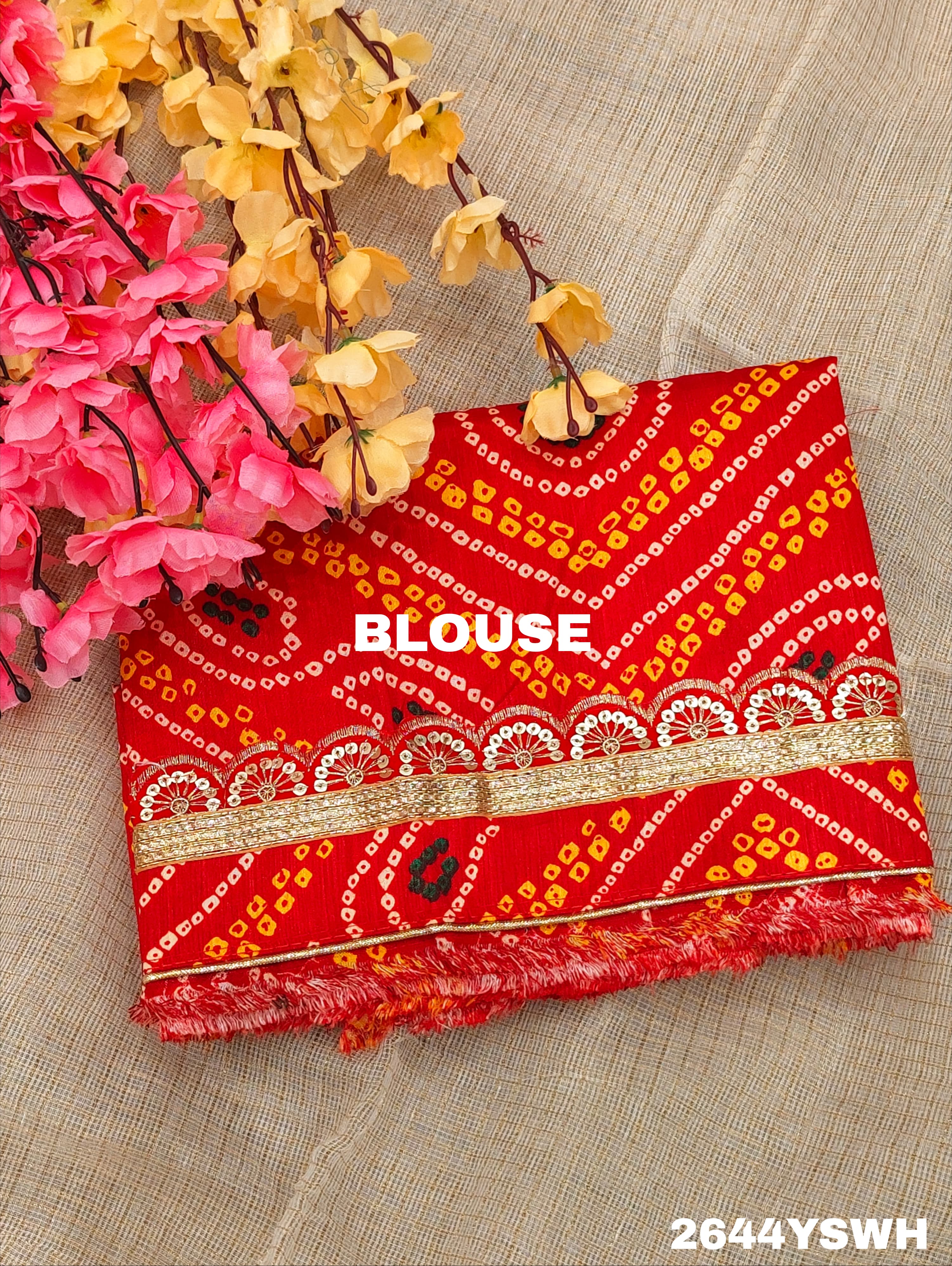 By New One Embroidery Bandhani Border Kota Doriya Saree