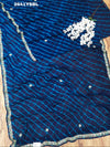 By New Chiffon Leheriya Style With Cutdana Work Saree