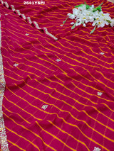 By New Chiffon Leheriya Style With Cutdana Work Saree