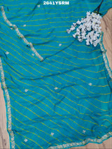 By New Chiffon Leheriya Style With Cutdana Work Saree