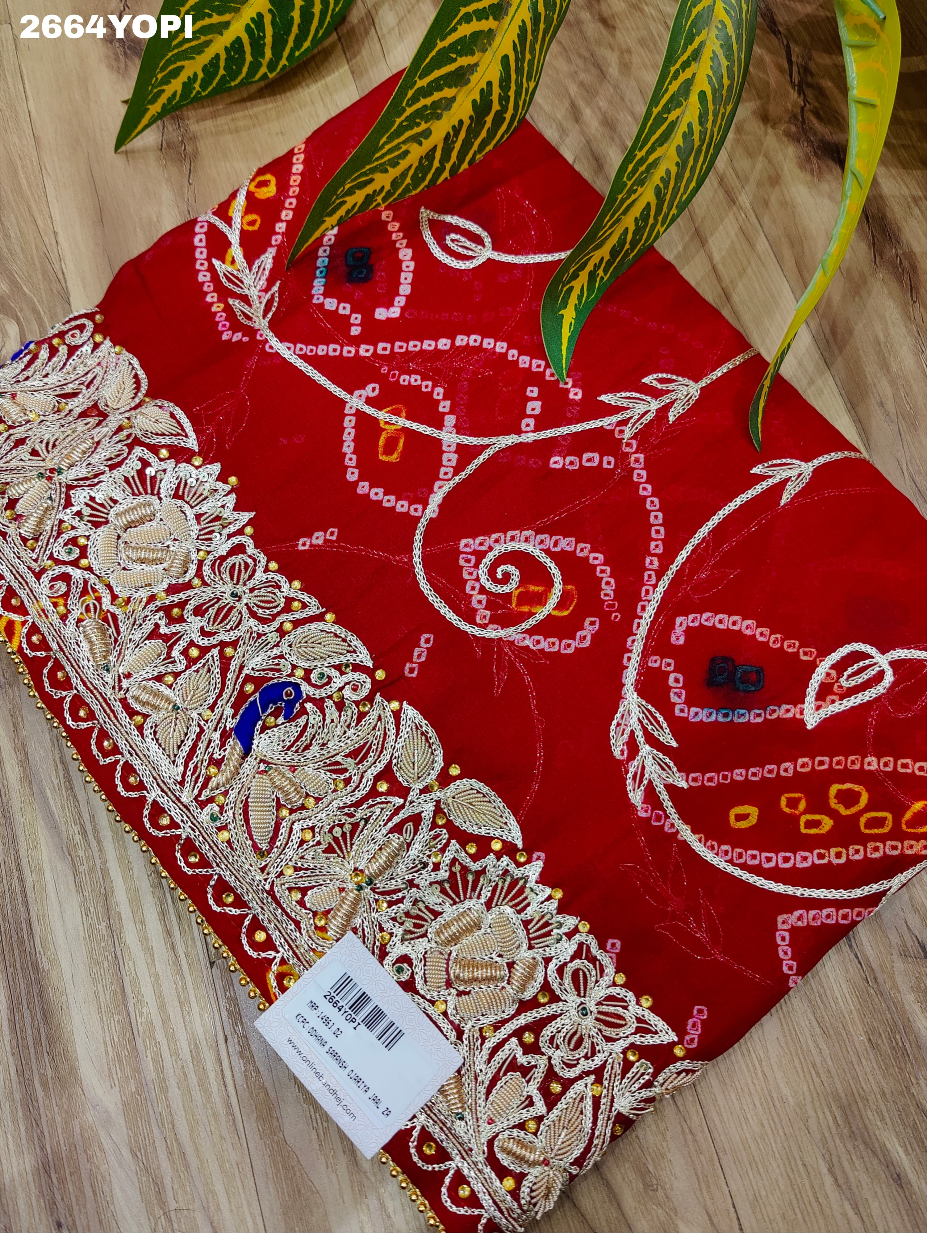 By New Latest Ojariya Marwadi Style With Zardoji Mukesh Work Odhna