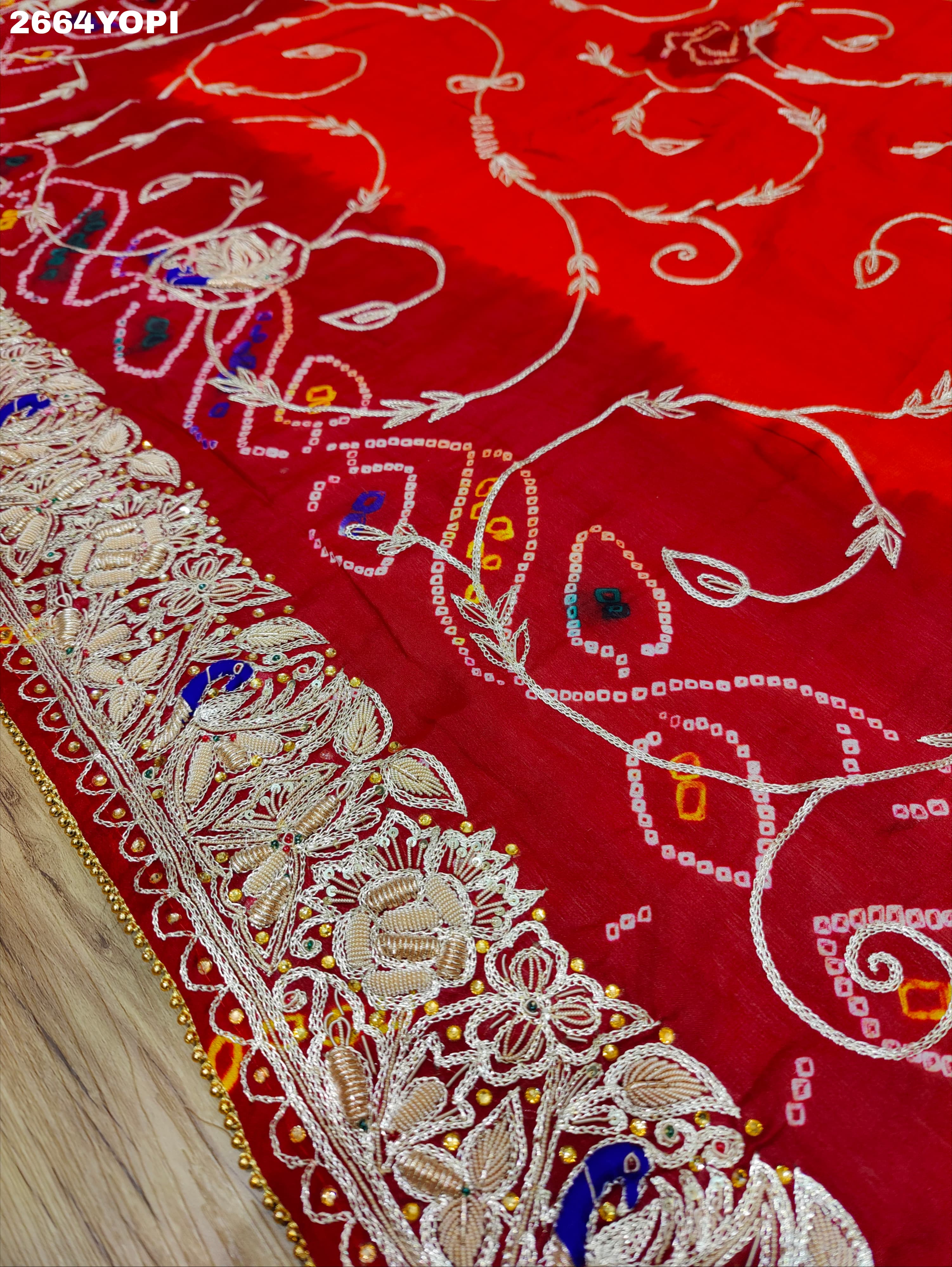 By New Latest Ojariya Marwadi Style With Zardoji Mukesh Work Odhna