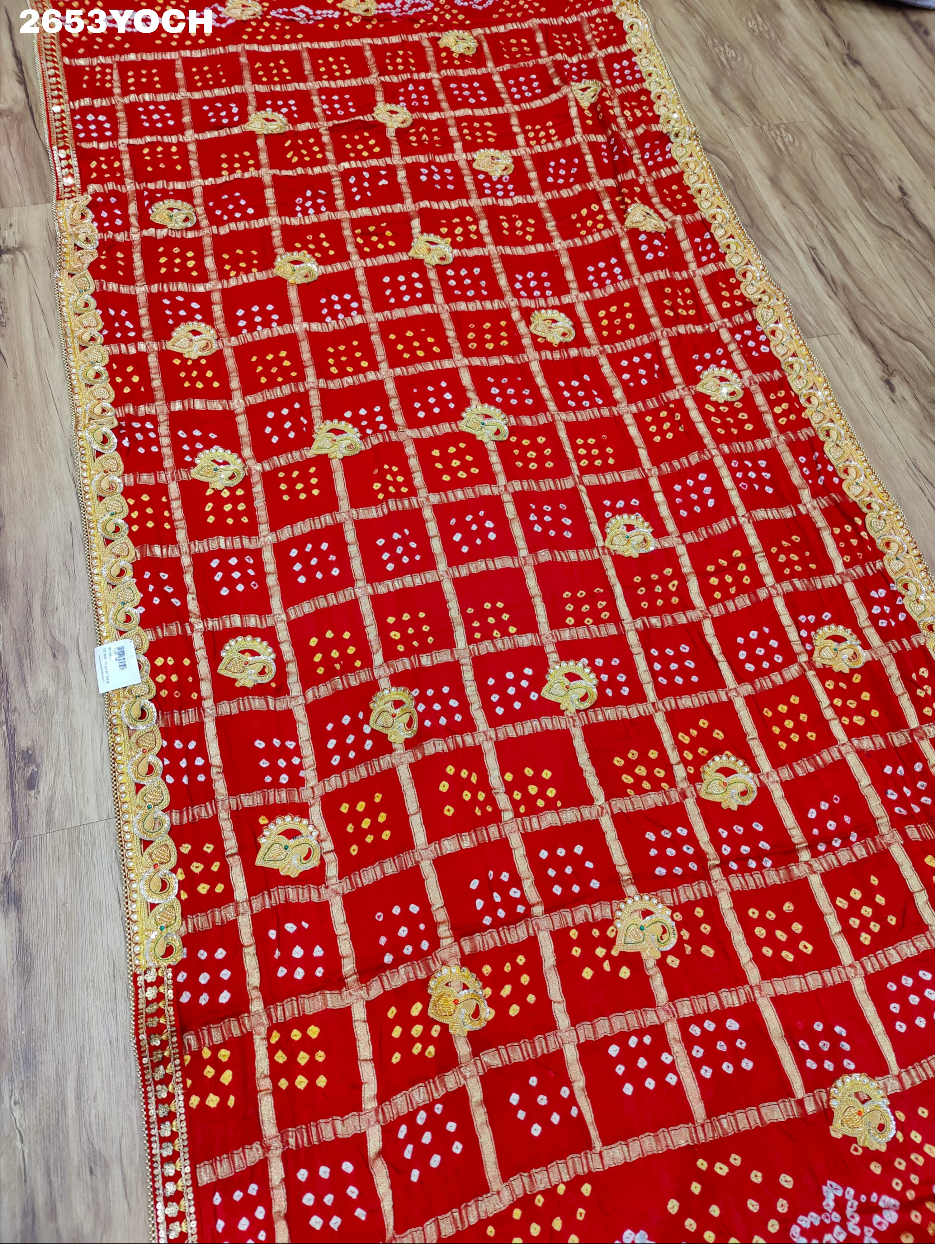 KcPc New Semi Gaji Silk Bandhani Style With Bel buti Work Odhna KCPC