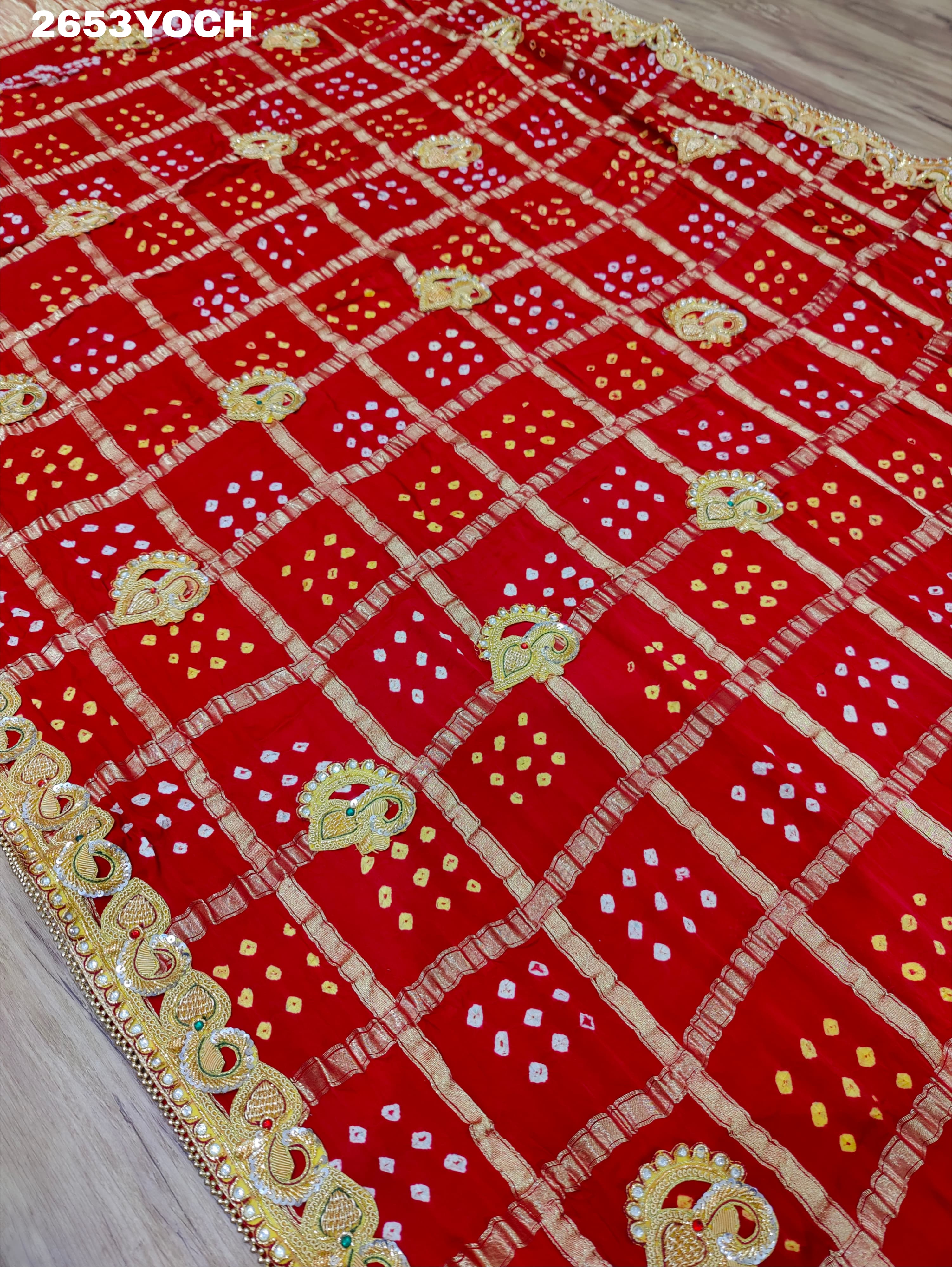 KcPc New Semi Gaji Silk Bandhani Style With Bel buti Work Odhna KCPC