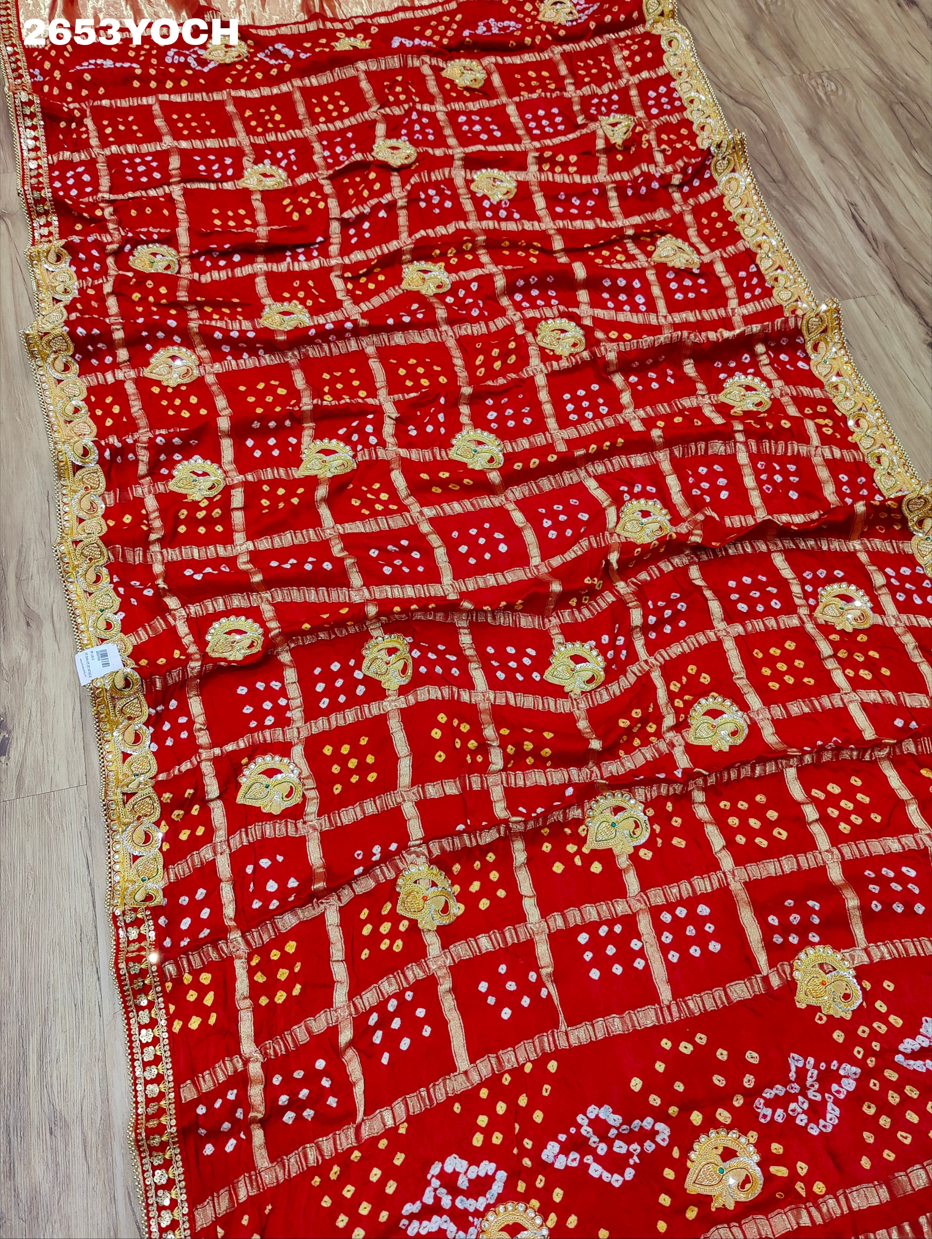 KcPc New Semi Gaji Silk Bandhani Style With Bel buti Work Odhna KCPC