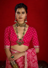 By New Arrival Modal Silk Ajrakh Style With Gotapatti Work Saree