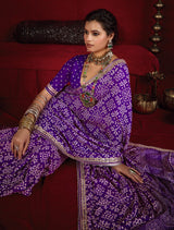 By New Arrival Modal Silk Ajrakh Style With Gotapatti Work Saree