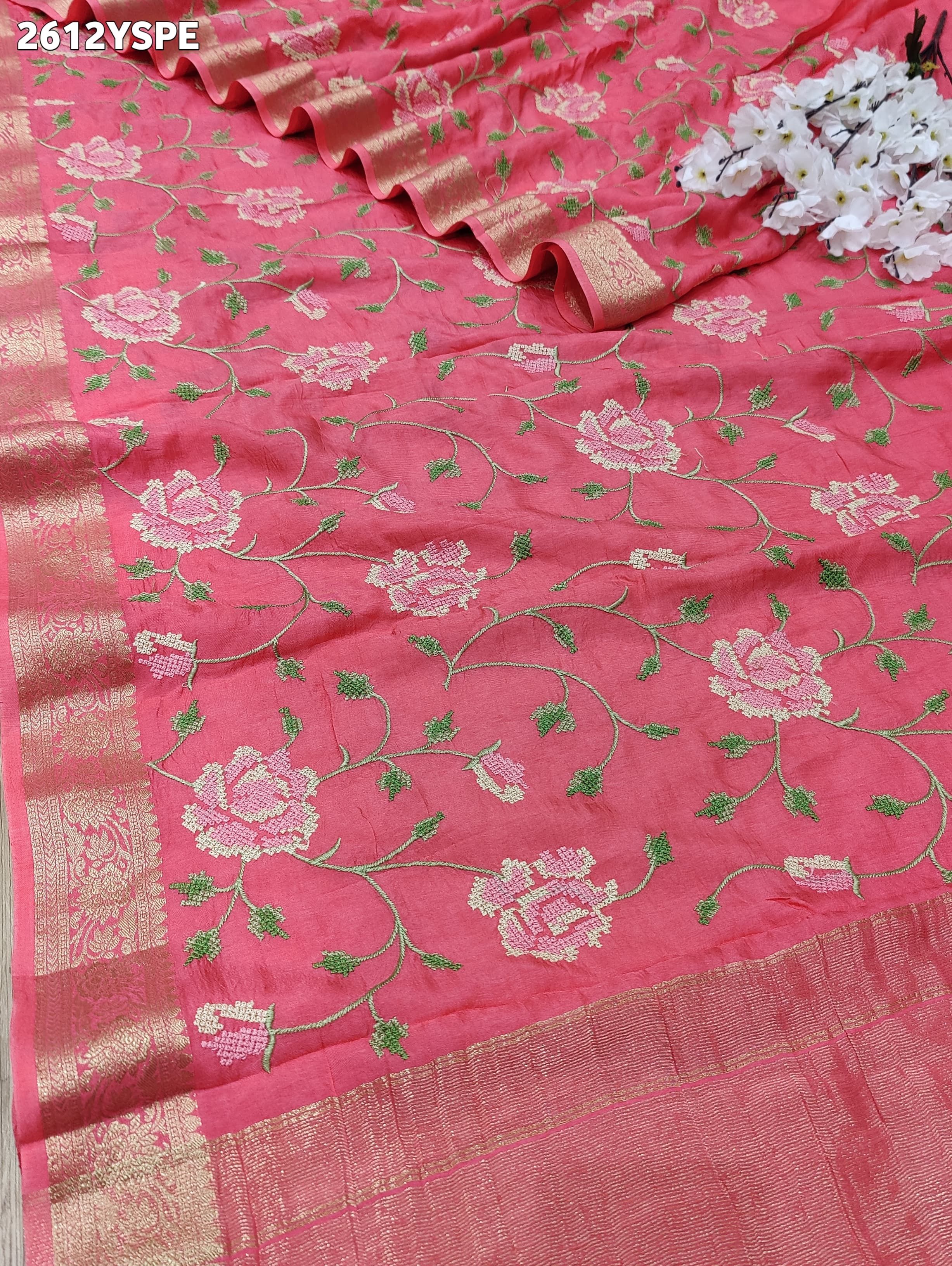 ByNew Spiceal HO Silk Banarasi Style With Kashida Work Saree