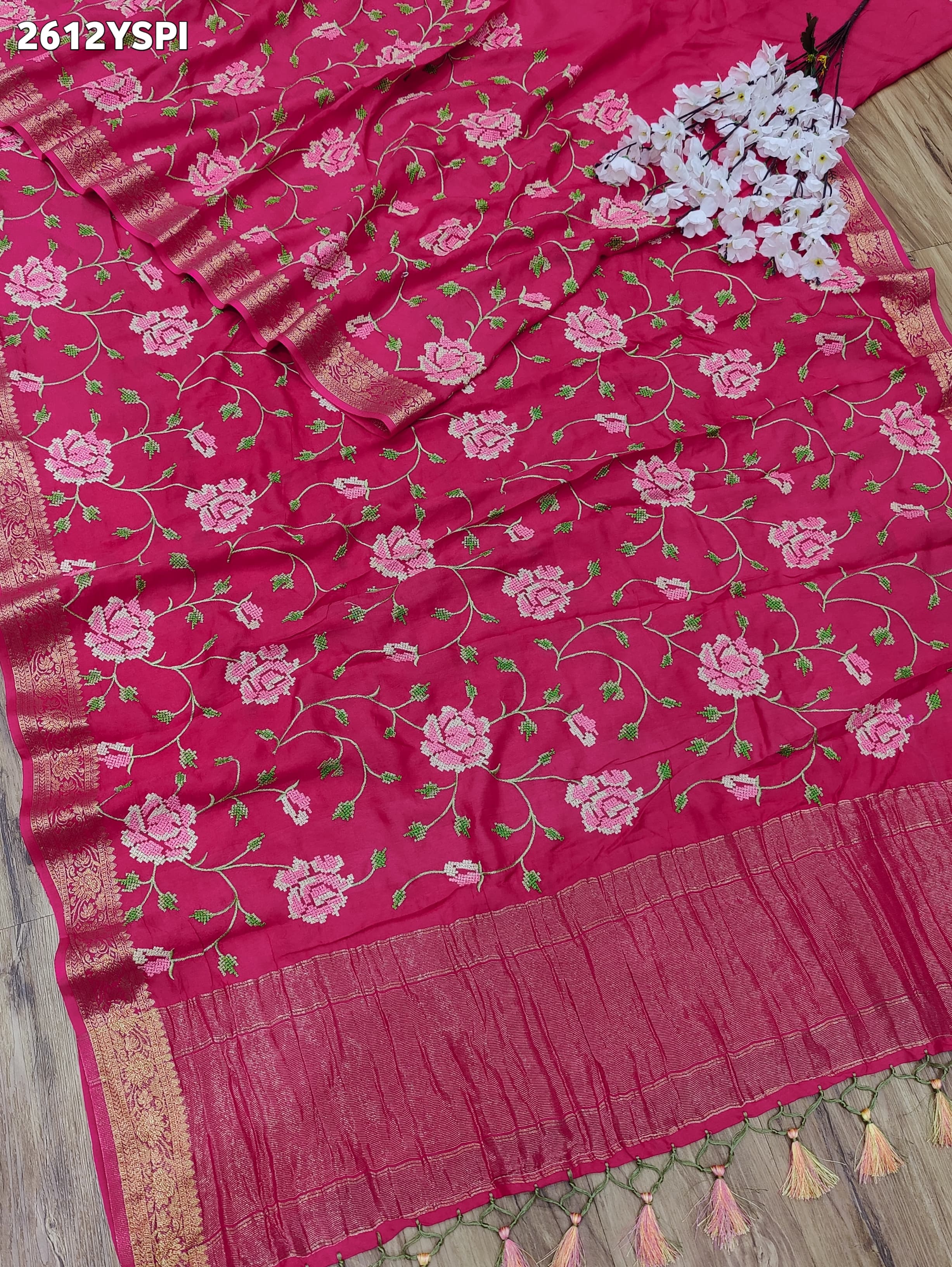 ByNew Spiceal HO Silk Banarasi Style With Kashida Work Saree