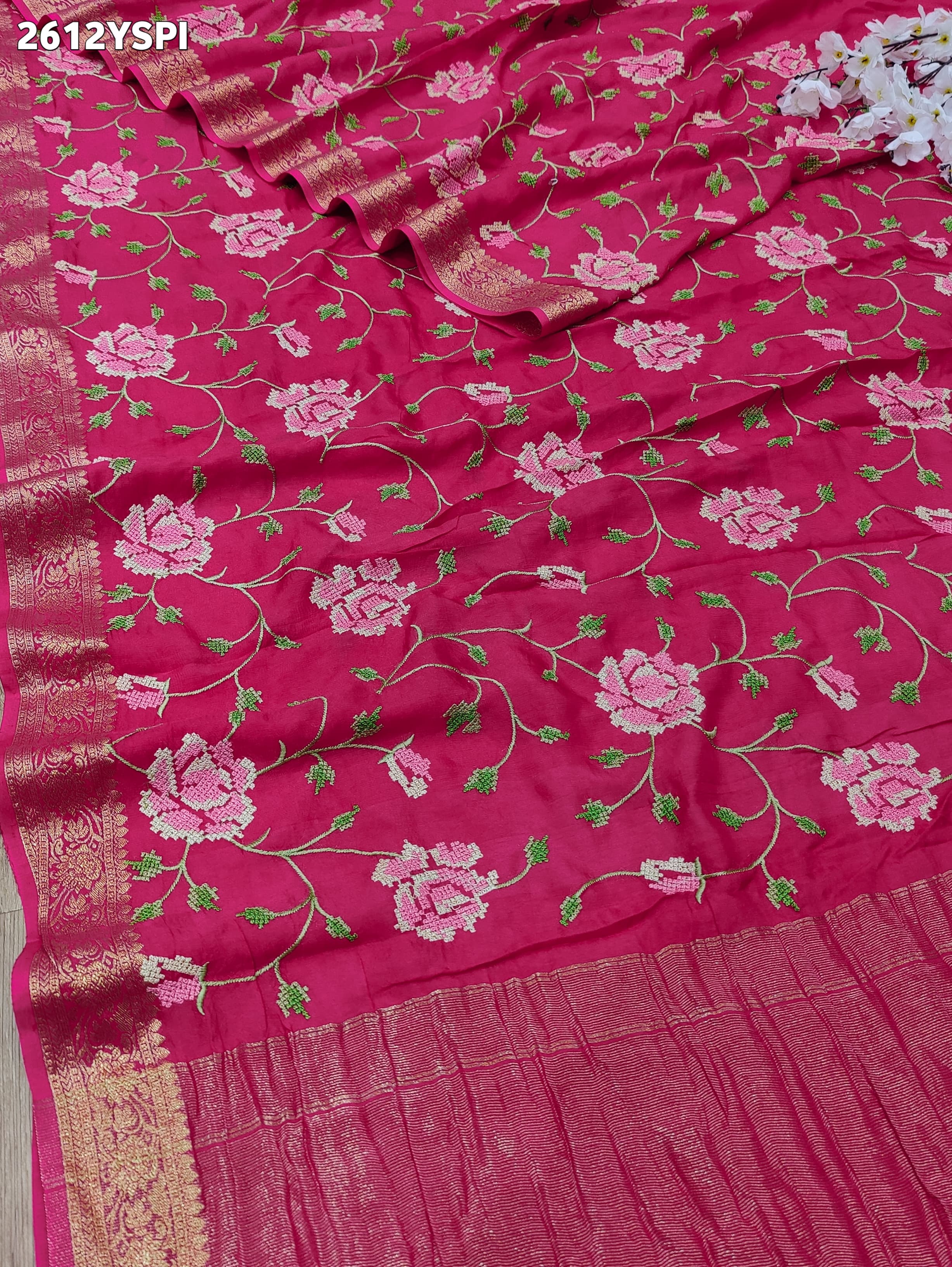 ByNew Spiceal HO Silk Banarasi Style With Kashida Work Saree