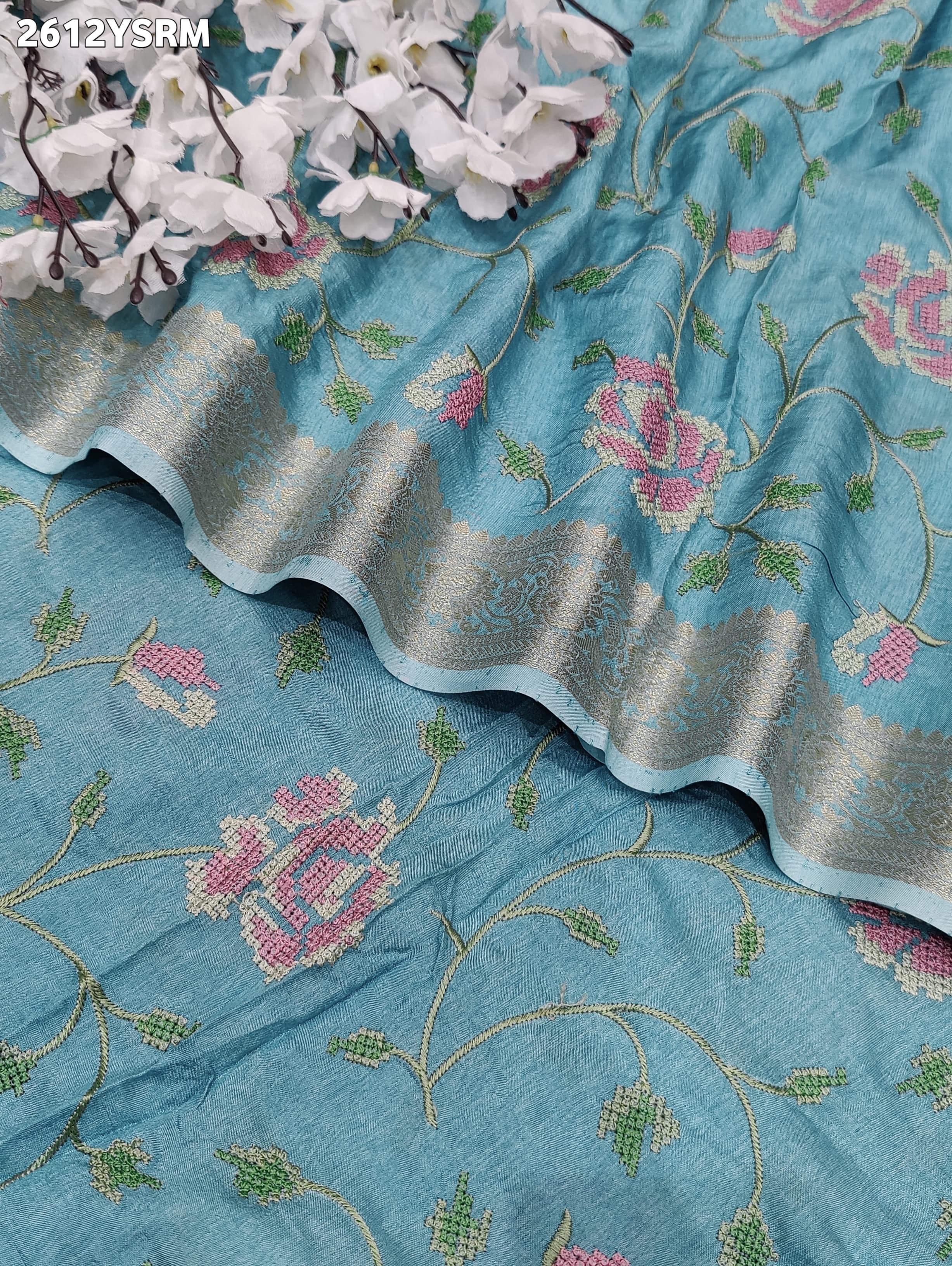 ByNew Spiceal HO Silk Banarasi Style With Kashida Work Saree