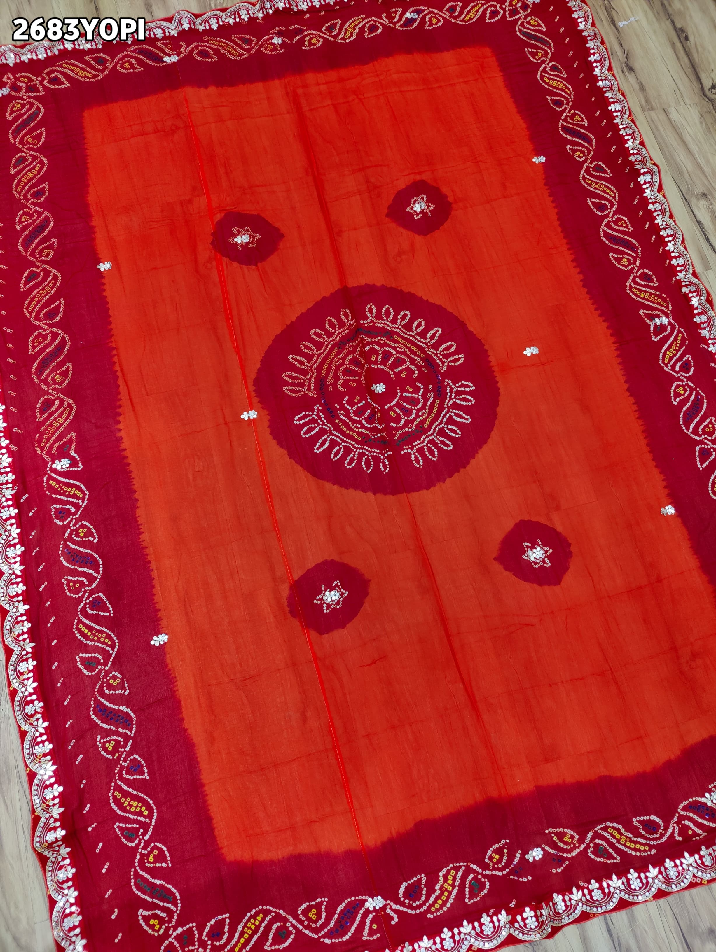 KcPc New Ojariya Bandhani Style With Cutdana Gotapatti Work Odhna AMT