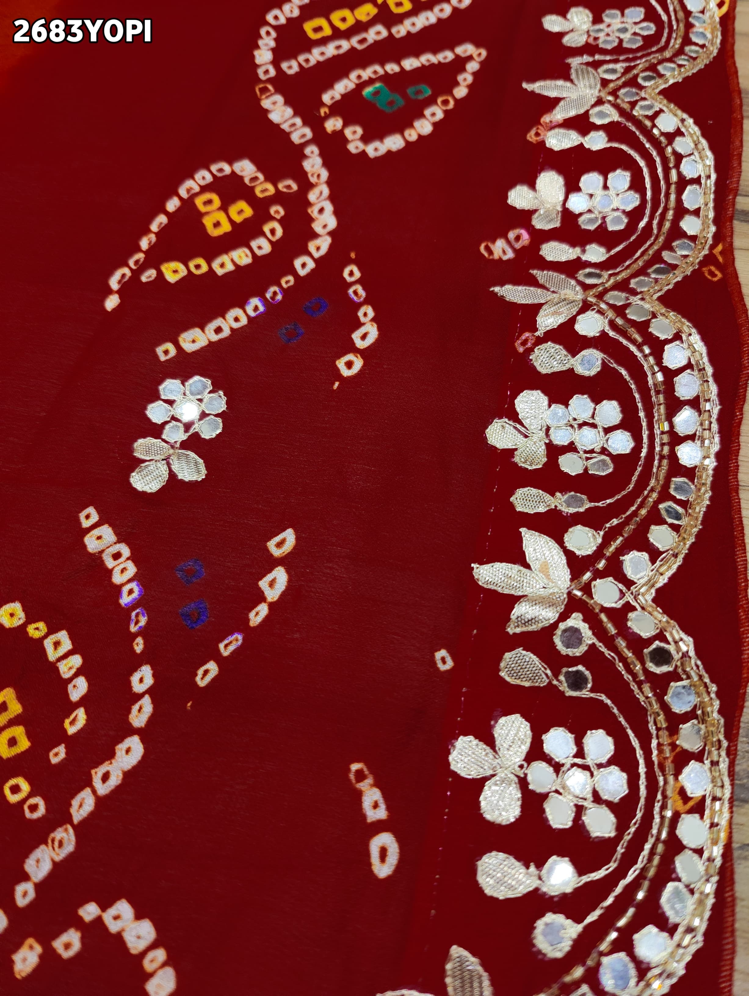 KcPc New Ojariya Bandhani Style With Cutdana Gotapatti Work Odhna AMT