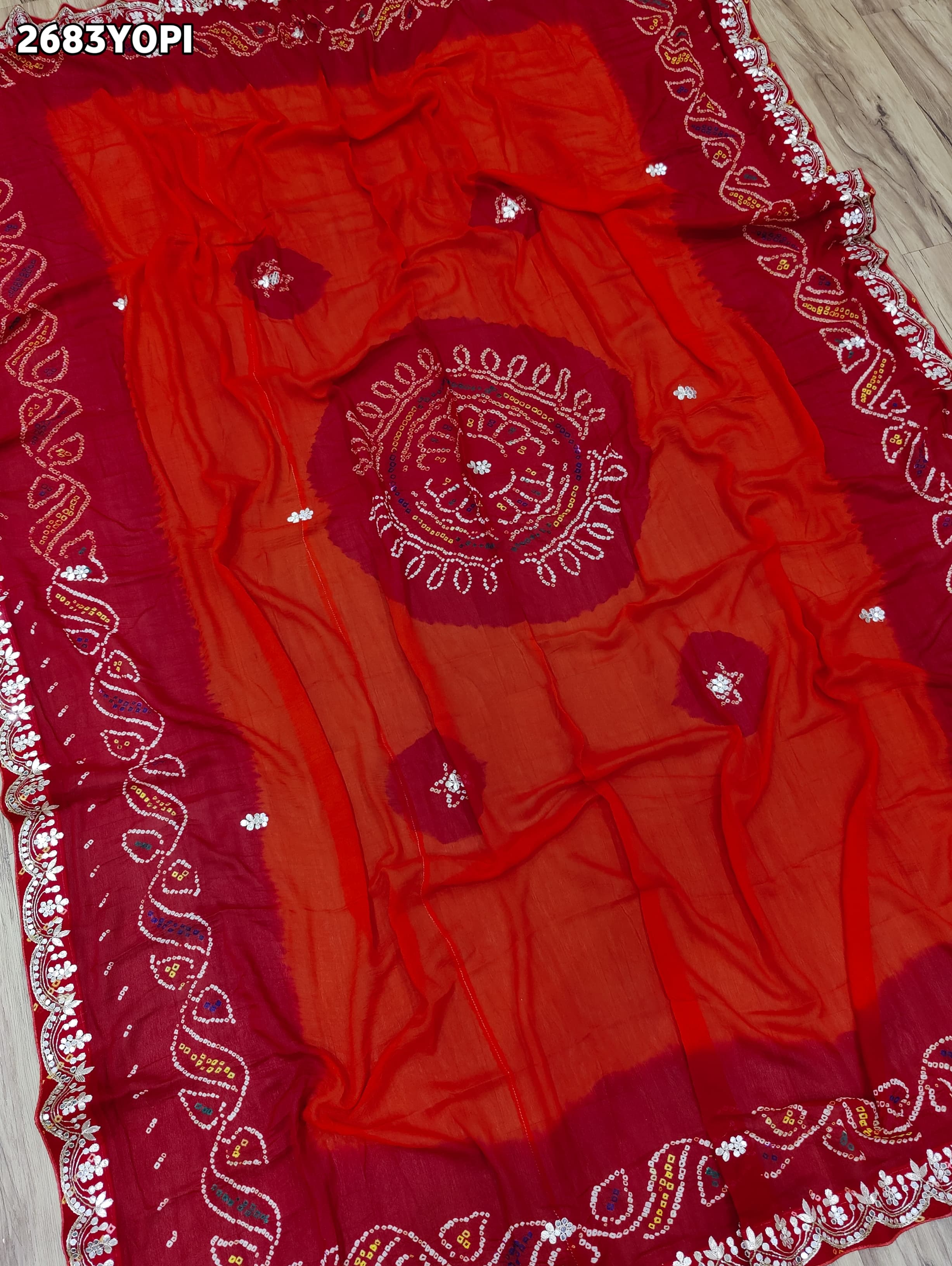 KcPc New Ojariya Bandhani Style With Cutdana Gotapatti Work Odhna AMT