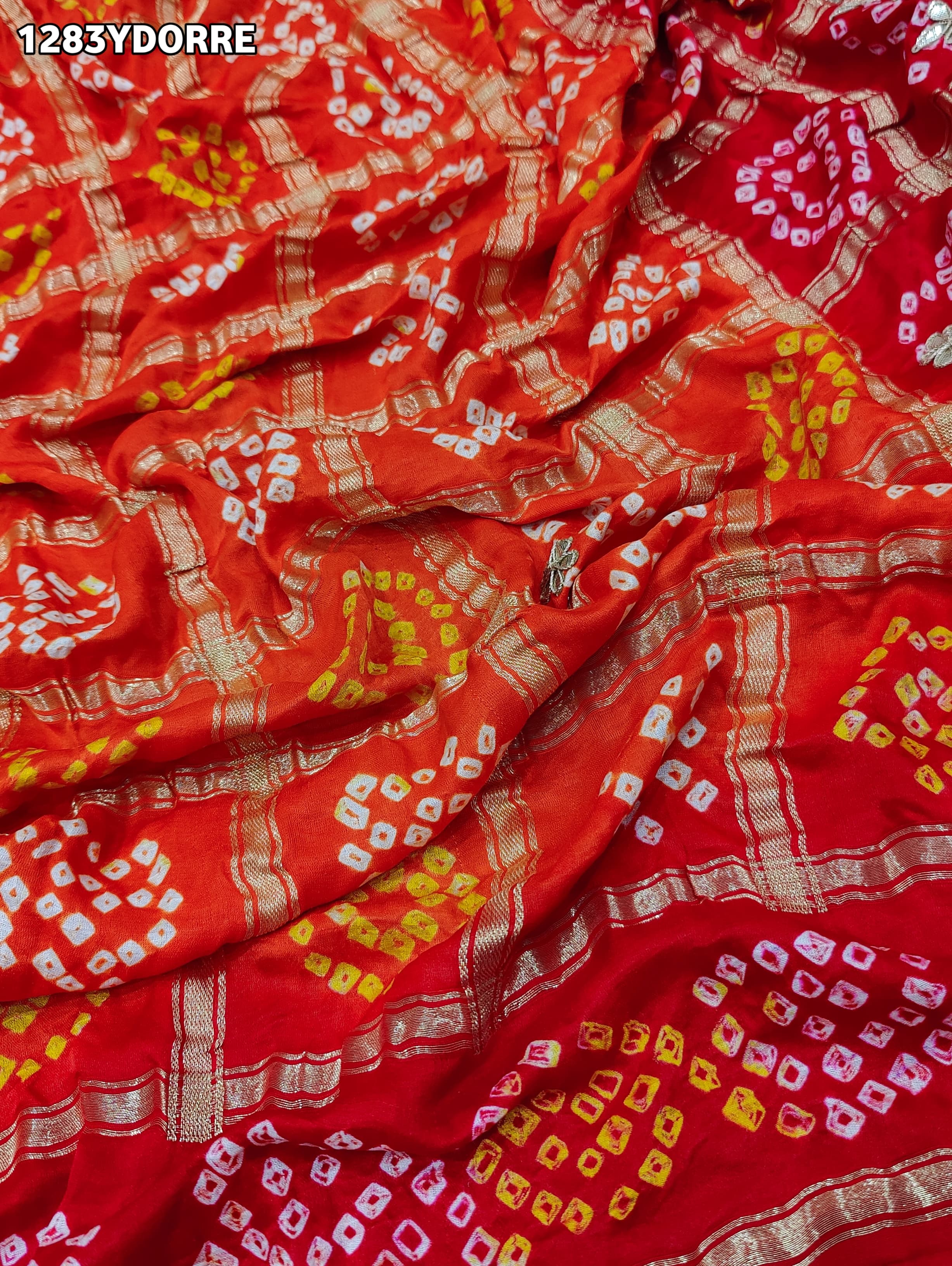 KcPc New Pure Gaji Silk Bandhani Gotapatti Designer Jaipuri Traditional Dupatta SATISH