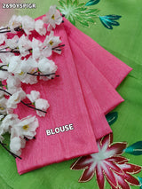 Saree with floral patterns on a pink and green Crush Tissue Printed Style With Casual wear