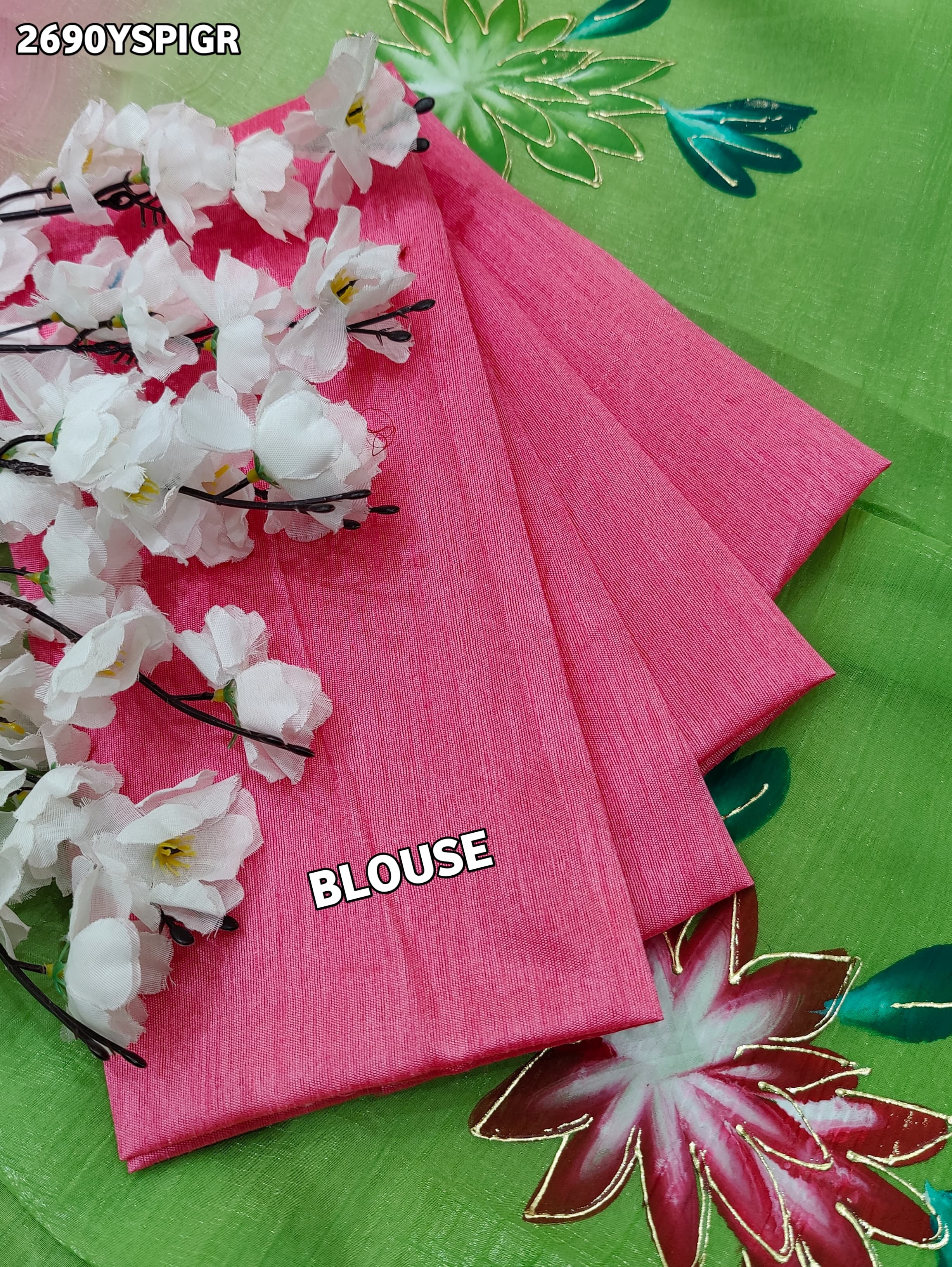 Saree with floral patterns on a pink and green Crush Tissue Printed Style With Casual wear