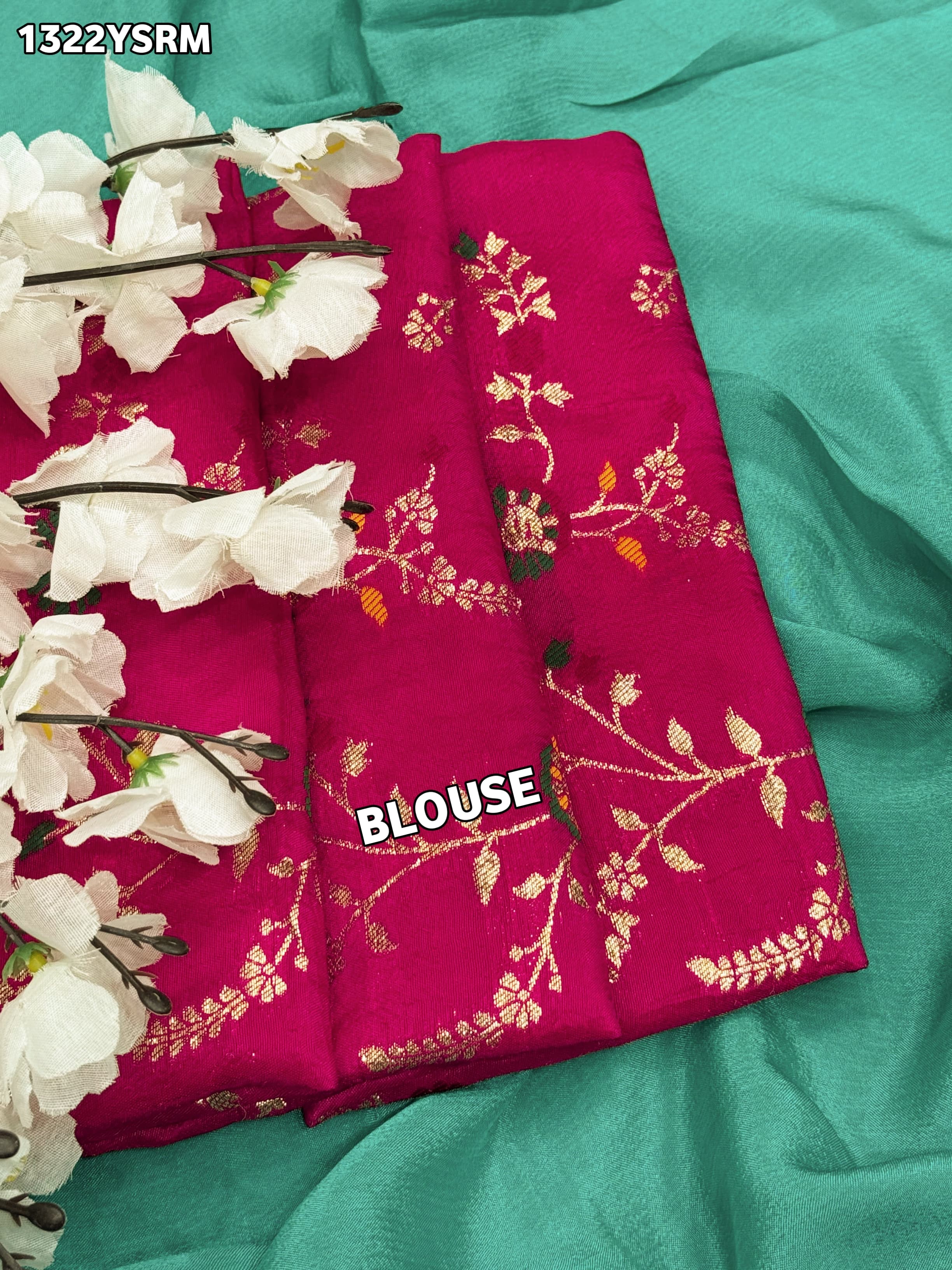 By New Pure Ojariya Chinon Beautiful Zari border Pallu saree