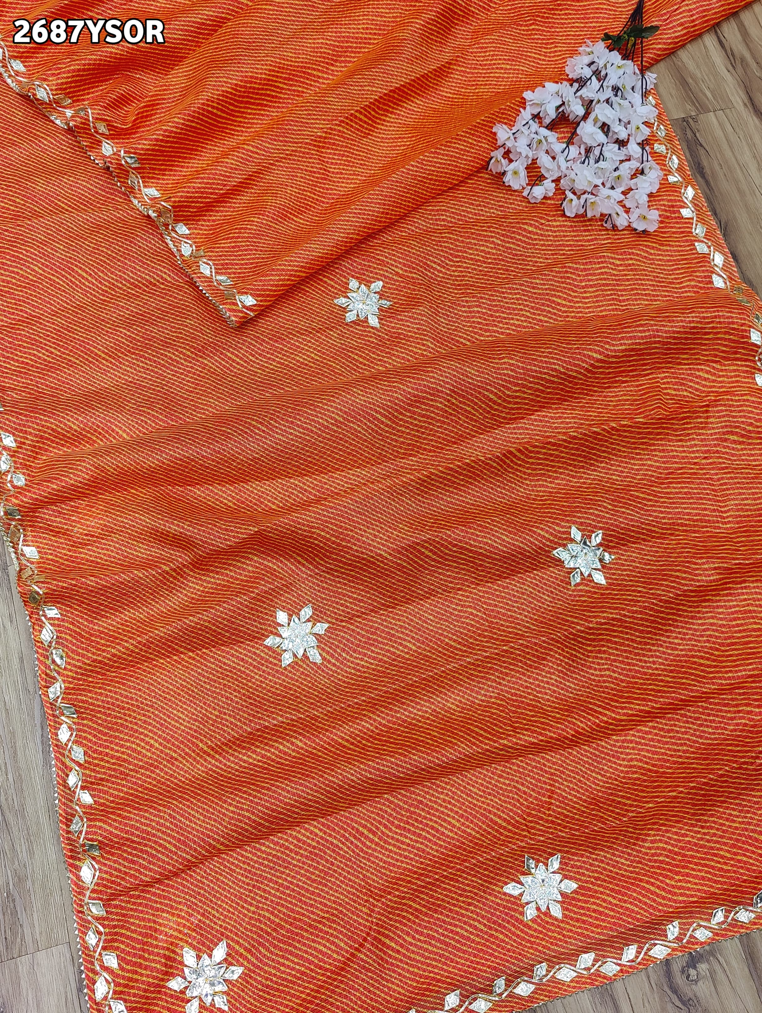 Leheriya Style With Gotapatti Work Saree uner 2000