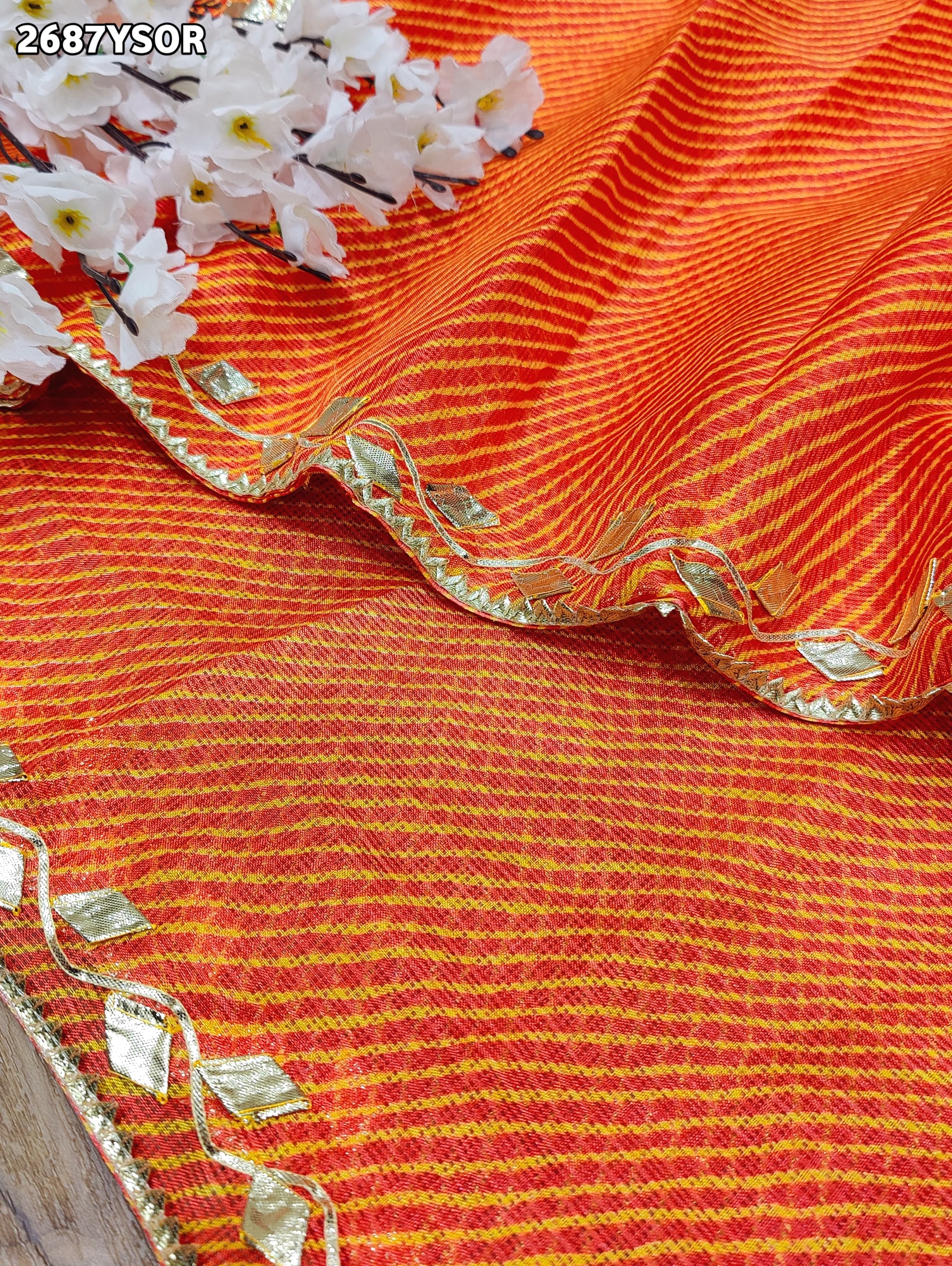 Leheriya Style With Gotapatti Work Saree uner 2000