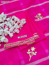 Pink saree with gold patternsOrganza Leheriya Style With Gotapatti Work