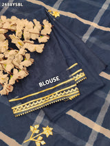 Blue saree with gold borde Organza Leheriya Style With Gotapatti Work