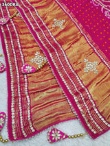 KcPc New Pure Gaji Silk Bandhani Ghatchola Gotapatti Work Bridal Style Dupatta