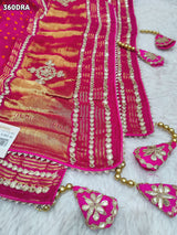 KcPc New Pure Gaji Silk Bandhani Ghatchola Gotapatti Work Bridal Style Dupatta