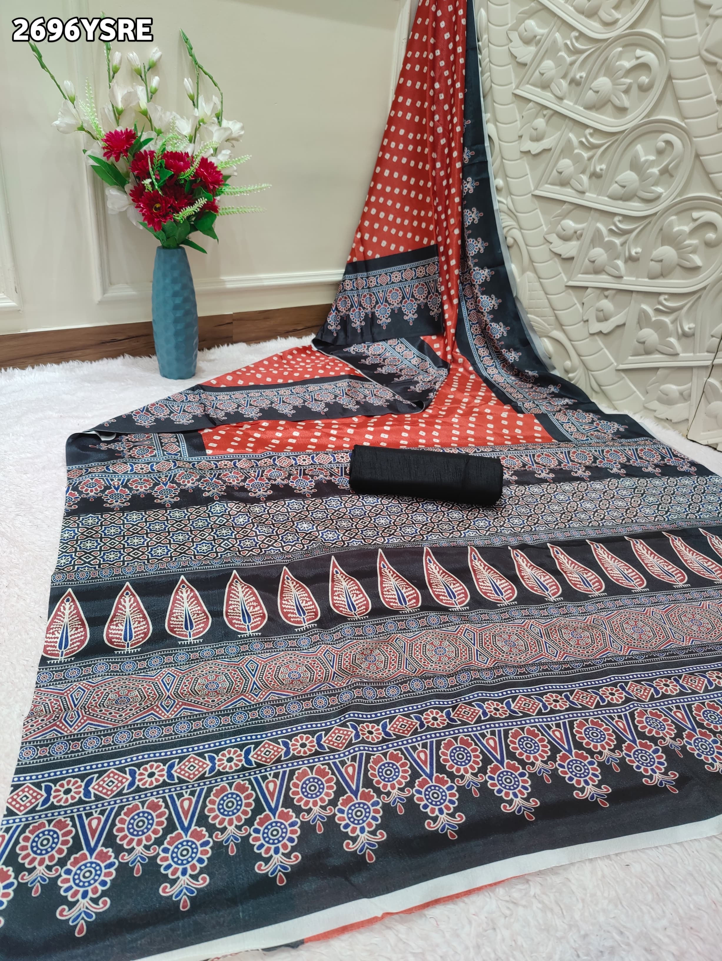 Silk Bandhani in Ajrakh Style With Office Wear Saree under 2000