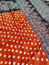 Silk Bandhani in Ajrakh Style With Office Wear Saree under 2000