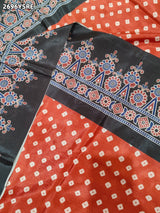 Silk Bandhani in Ajrakh Style With Office Wear Saree under 2000