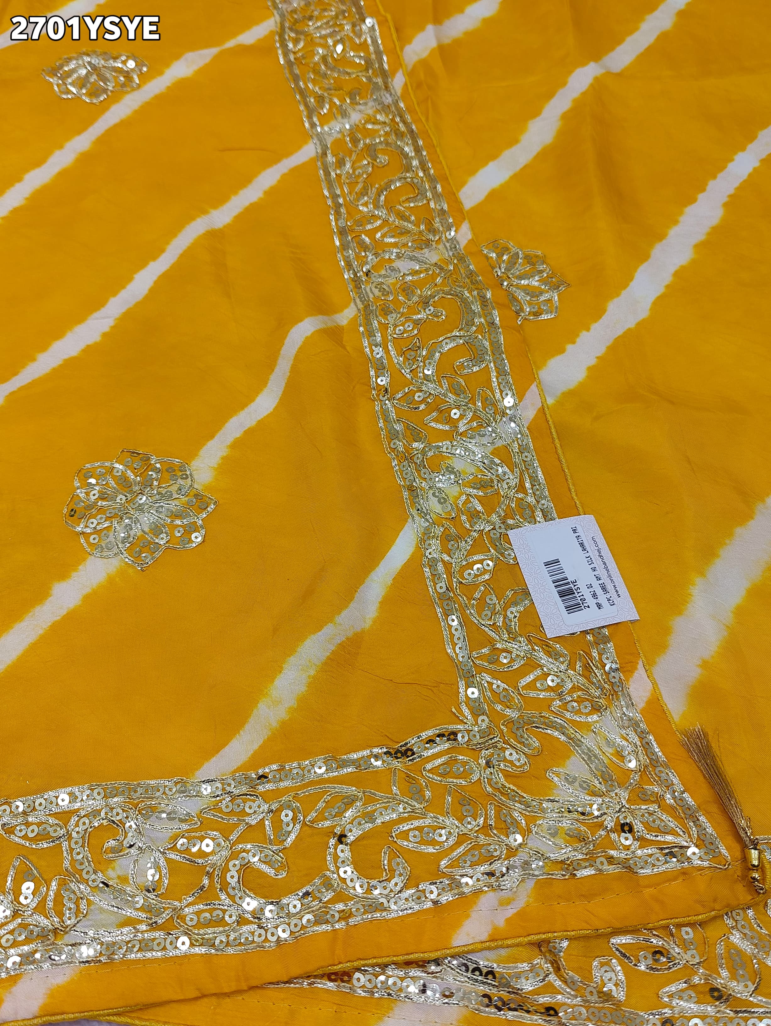 By New Latest Leheriya Style With Gotapatti Work Saree
