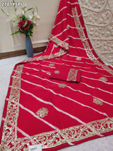 By New Latest Leheriya Style With Gotapatti Work Saree