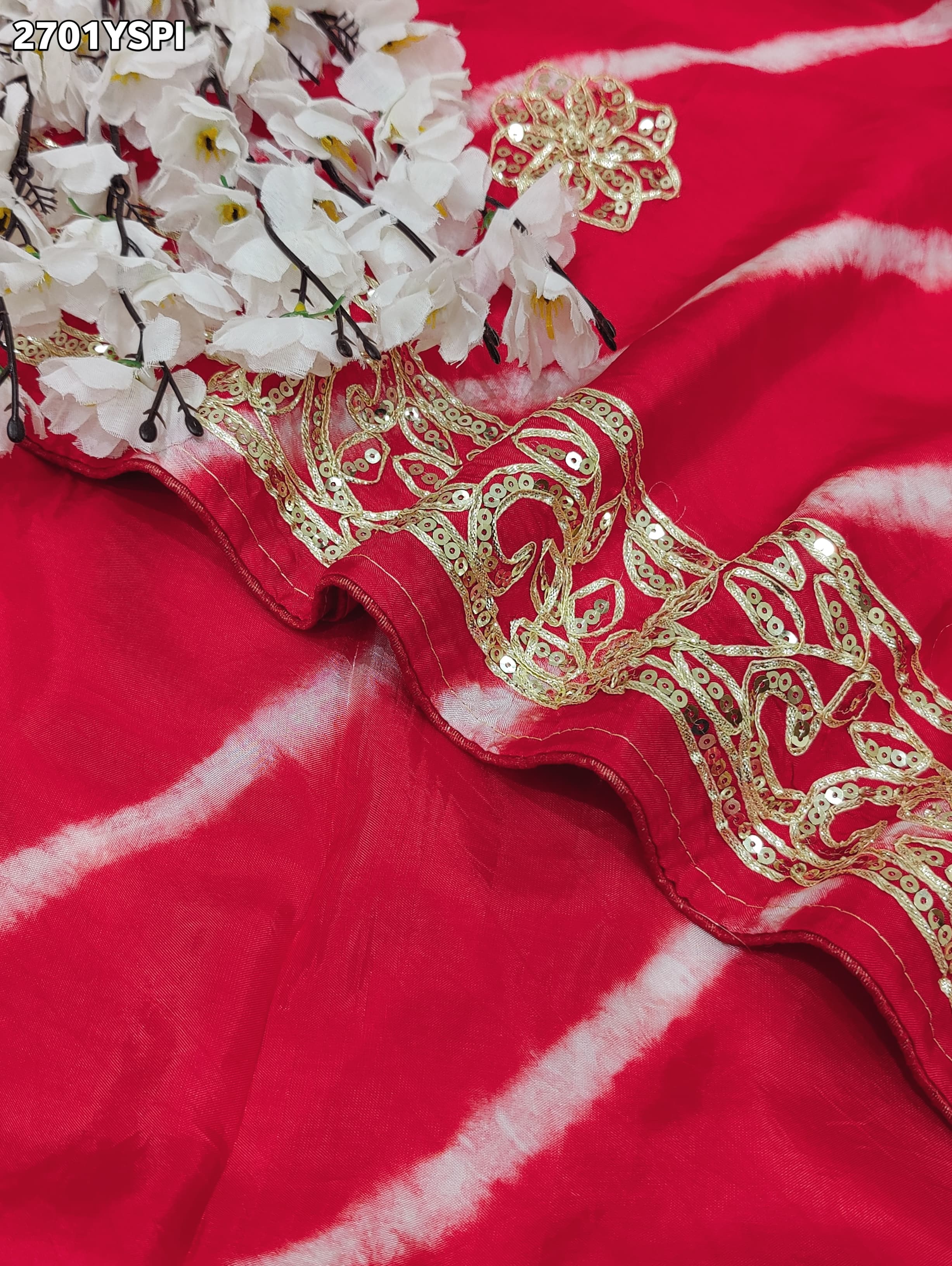 By New Latest Leheriya Style With Gotapatti Work Saree