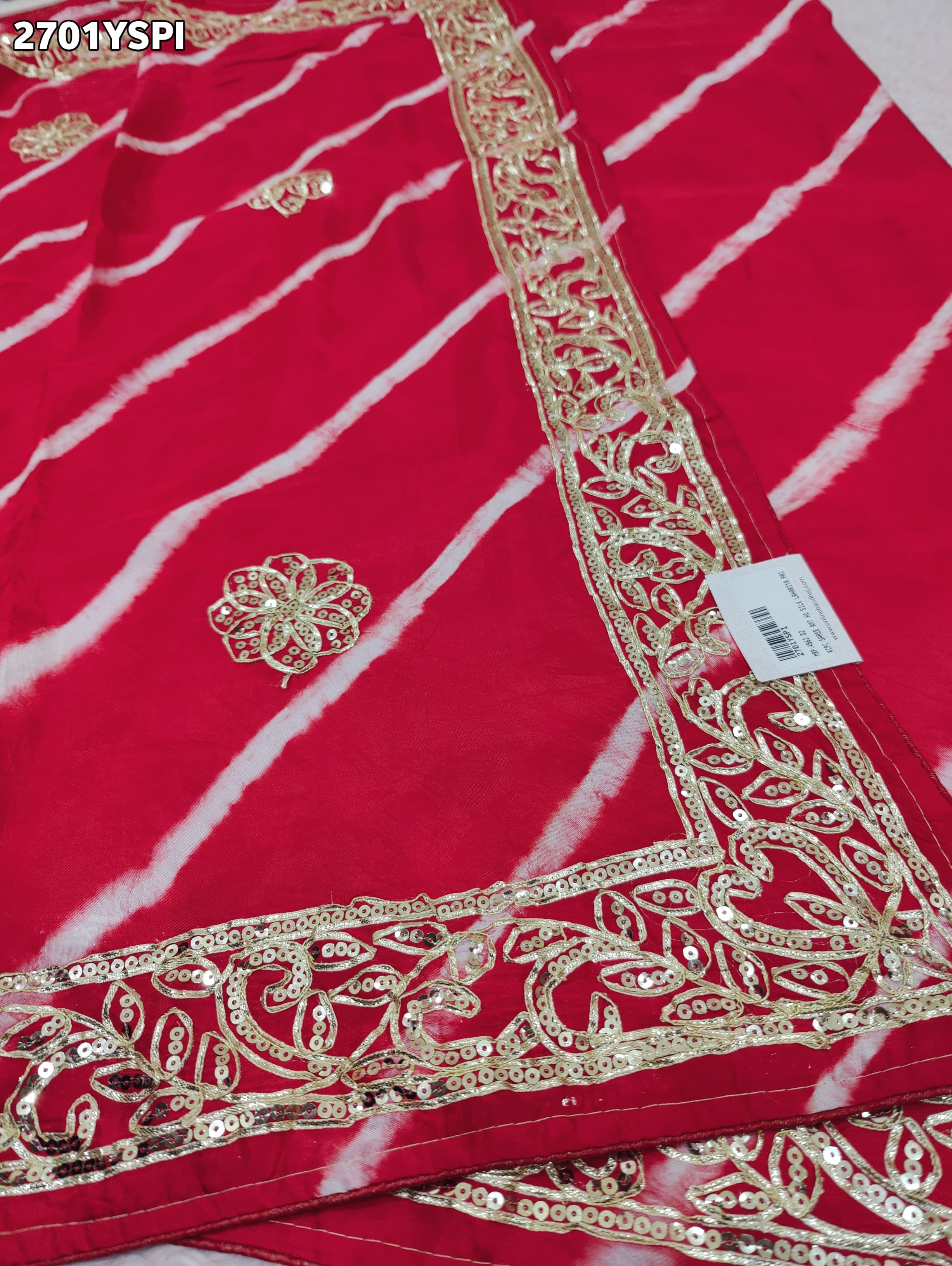 By New Latest Leheriya Style With Gotapatti Work Saree