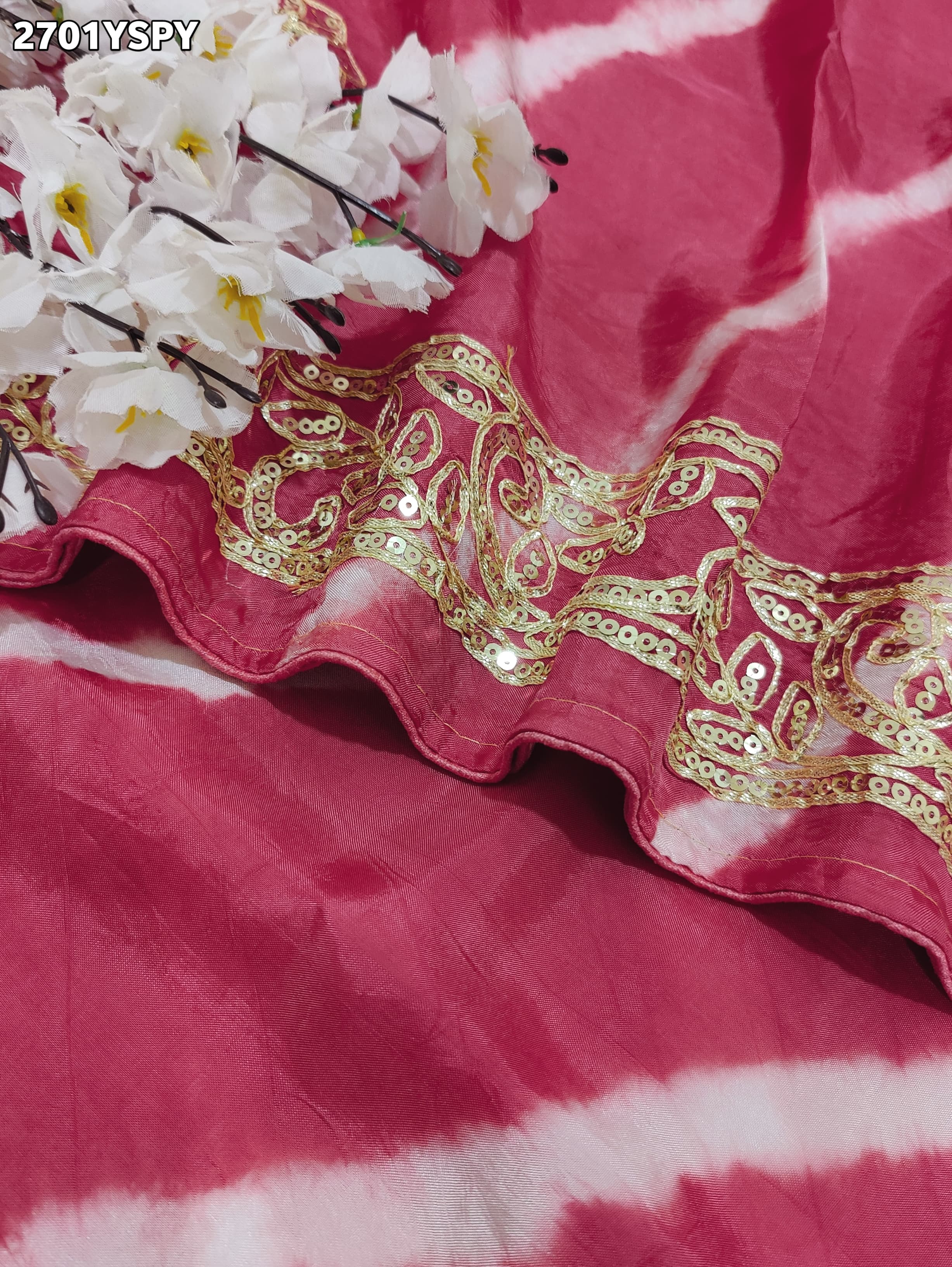By New Latest Leheriya Style With Gotapatti Work Saree