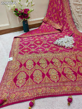 Pink and gold embroideredGeorgette Traditional Style With Cutdana Work Saree