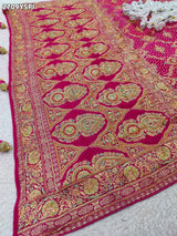 Pink and gold embroideredGeorgette Traditional Style With Cutdana Work Saree