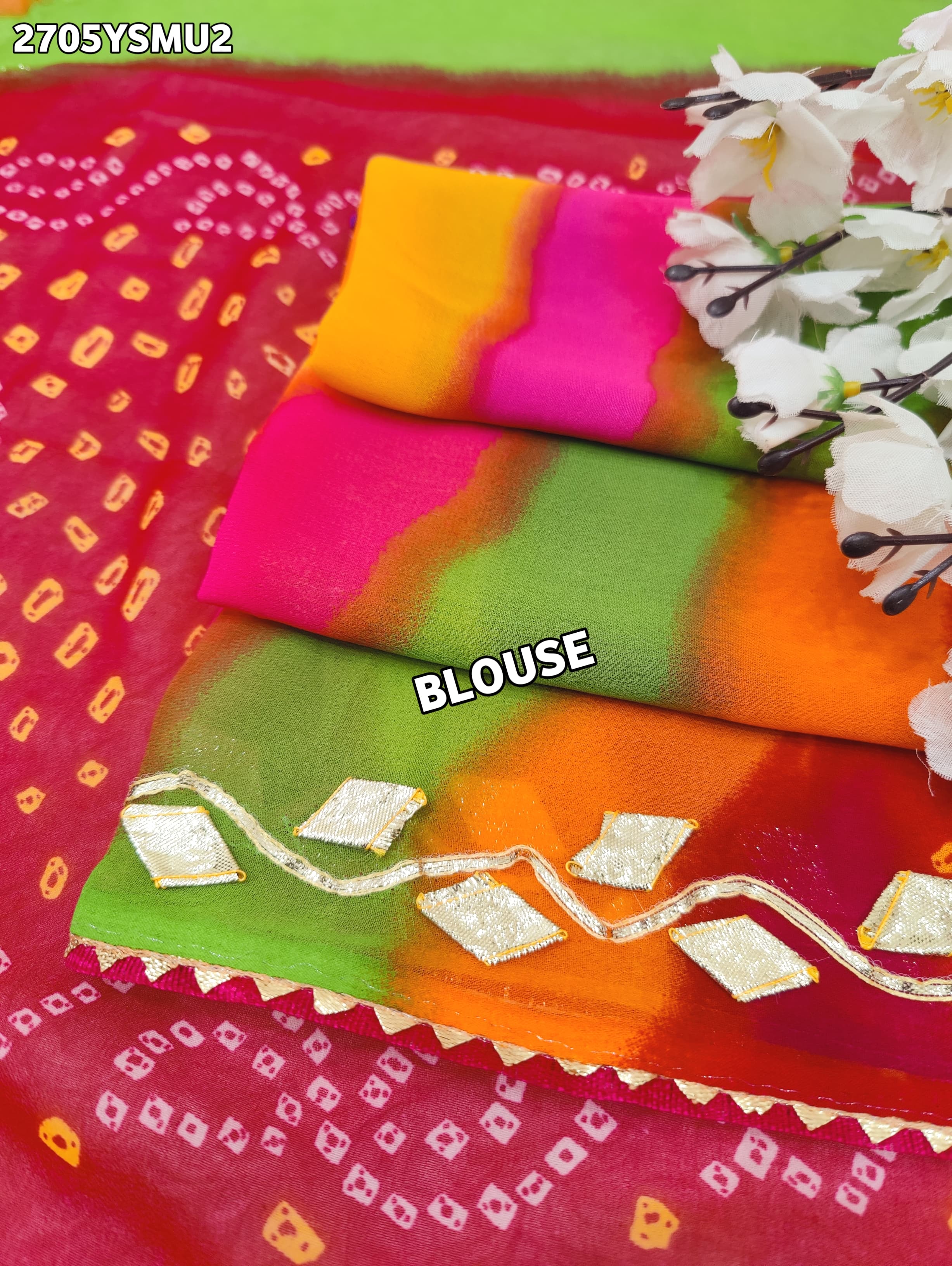 By New Leheriya Style With Gotapatti Work Saree