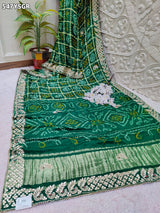 By New Bandhani Saree With GotaPatti Hand Work