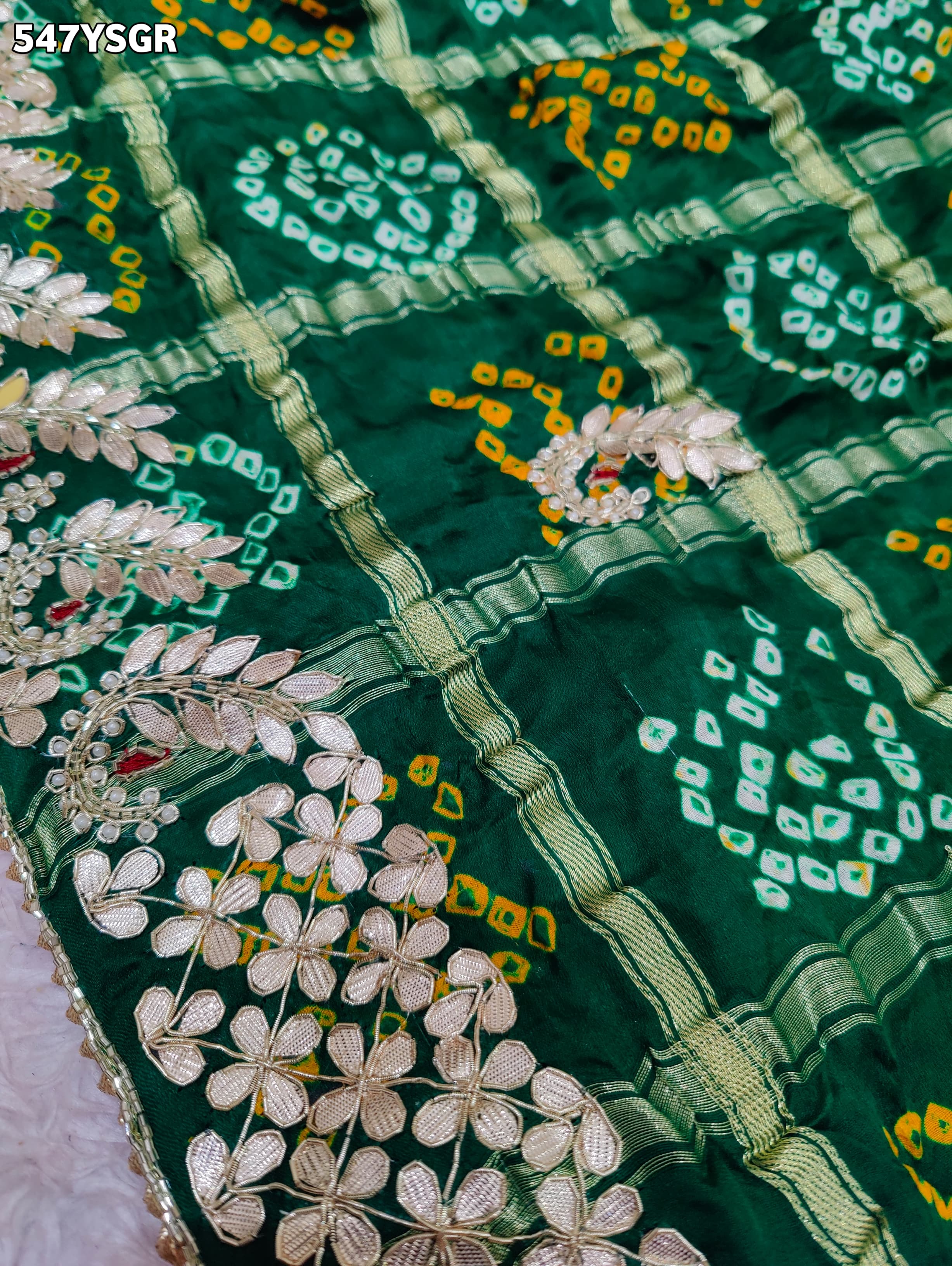 By New Bandhani Saree With GotaPatti Hand Work