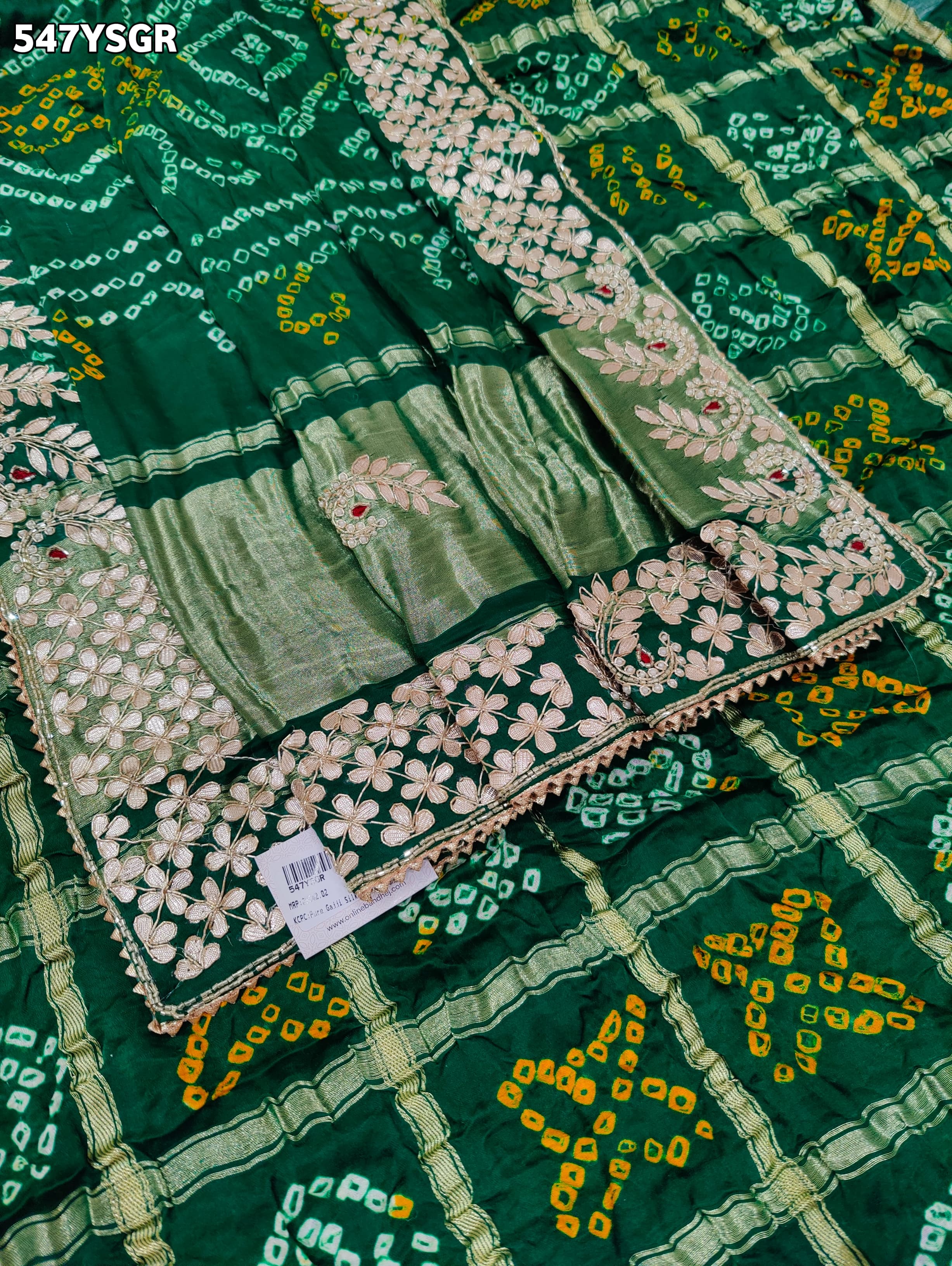 By New Bandhani Saree With GotaPatti Hand Work