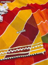 KcPc New Latest Chiffon Leheriya Style With Gotapatti Work Saree MHS