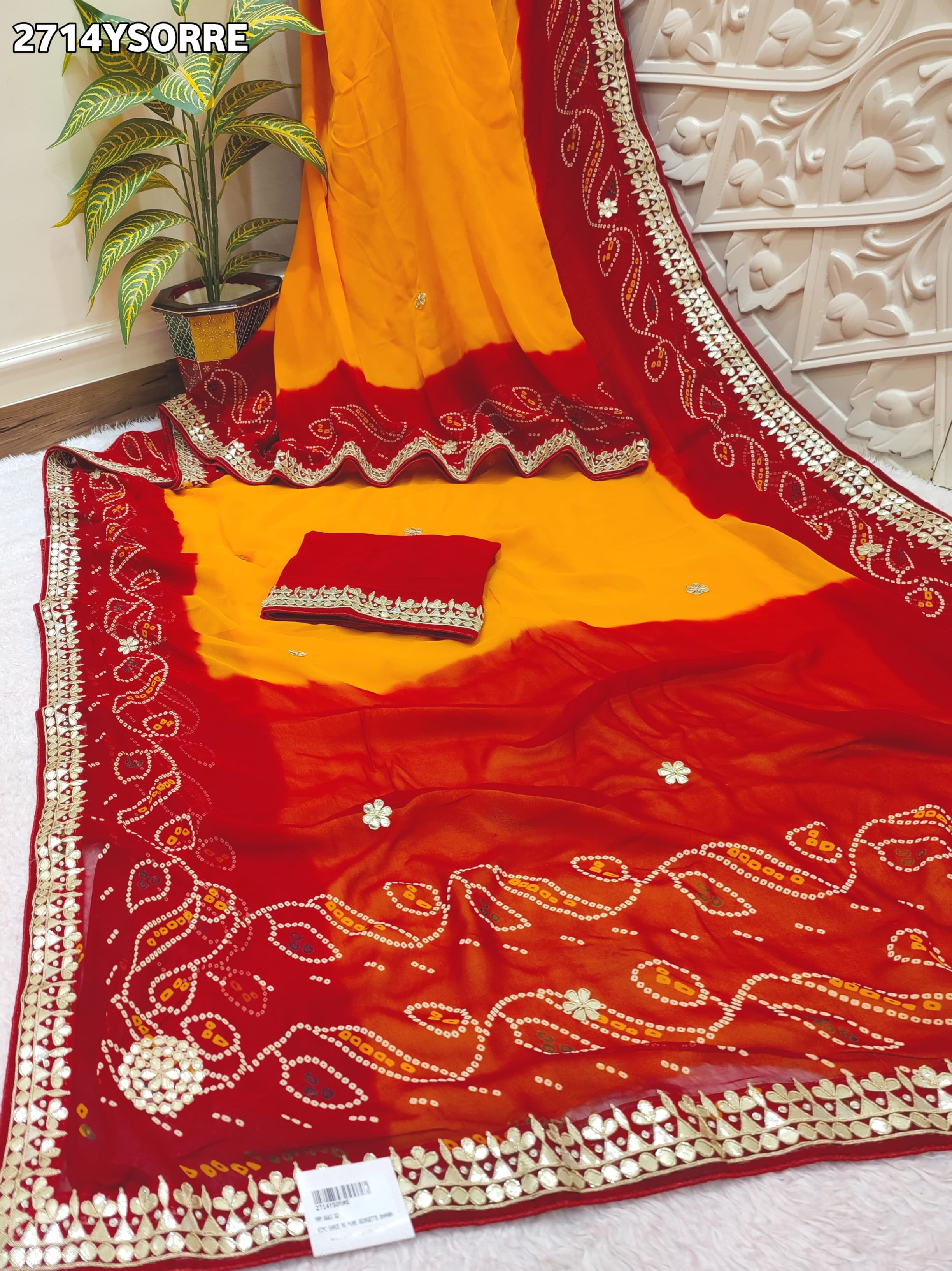 By New Georgette Traditional Style With Gotapatti Work Saree