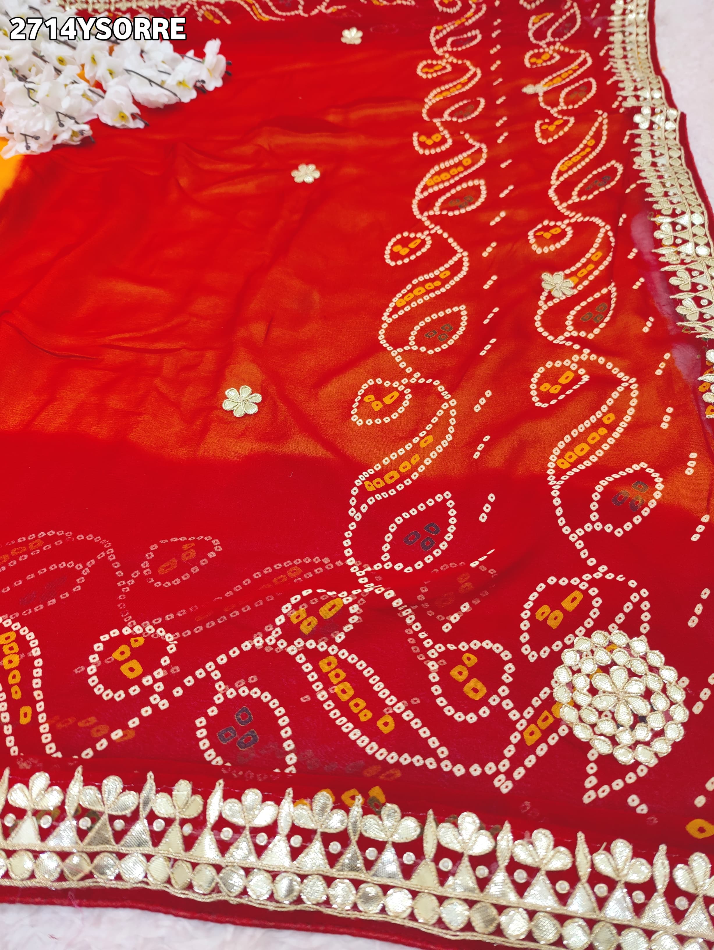 By New Georgette Traditional Style With Gotapatti Work Saree