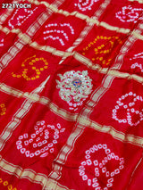 By New Gaji silk Bandhani Style With Zardoji Work Odhna
