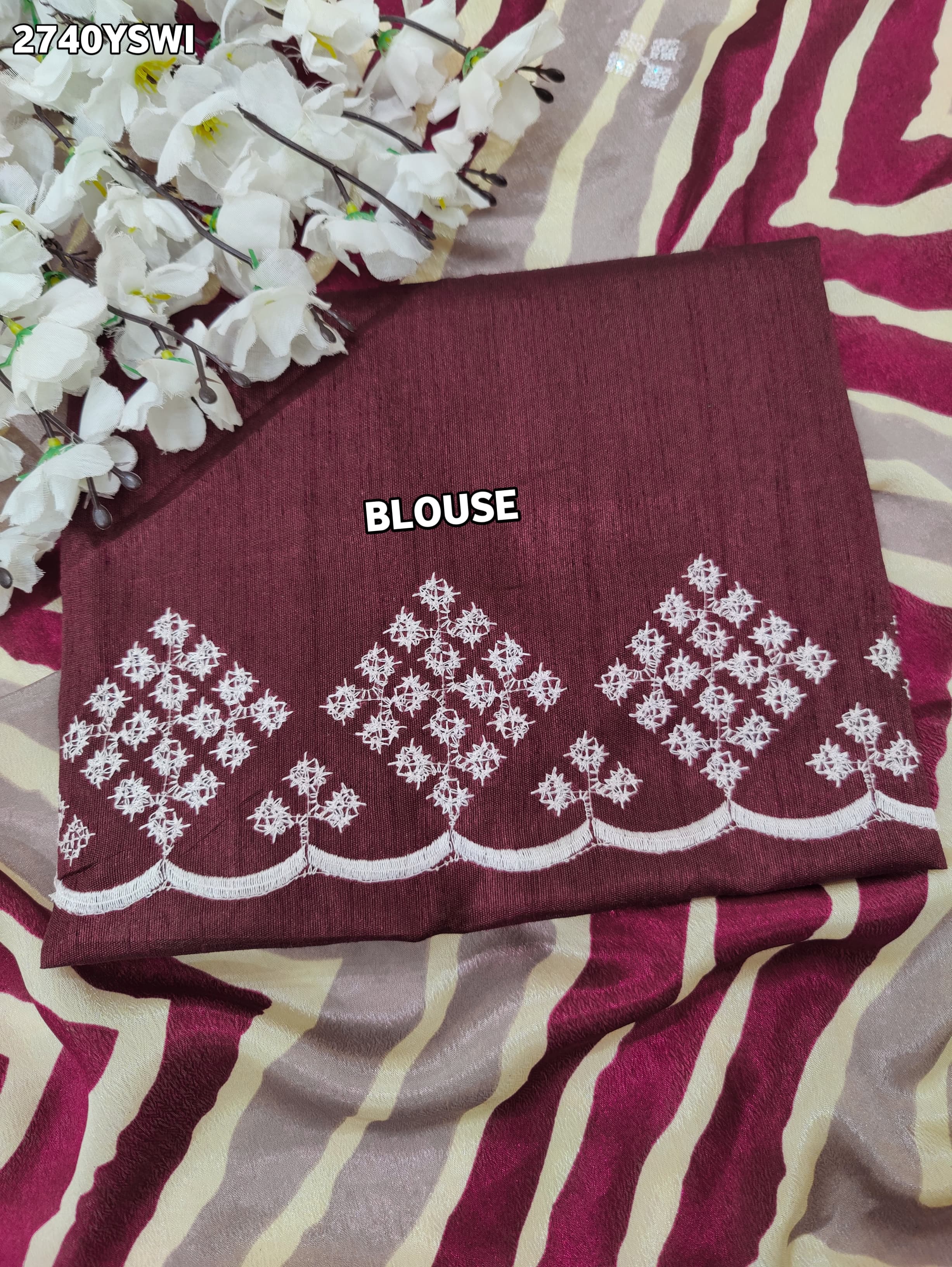 By Zig zag Style With Kashida Tari Work Saree